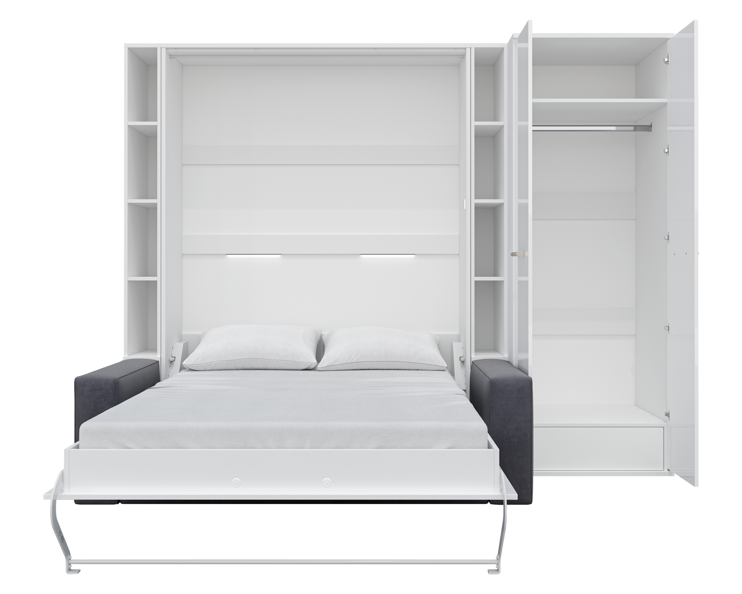 Maxima - Inverto Murphy Vertical Bed with 2 Cabinets and Wardrobe