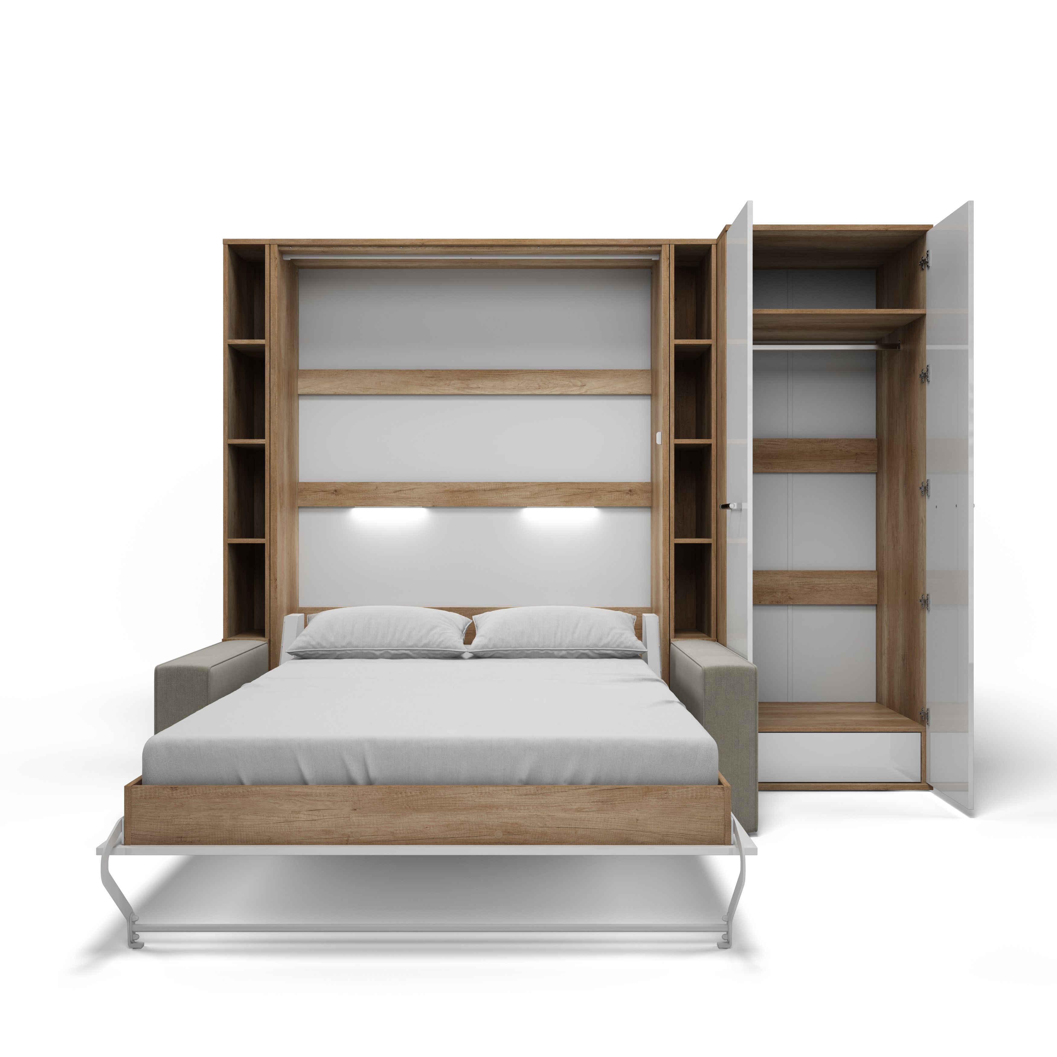 Maxima - Inverto Murphy Vertical Full Size Bed with 2 Cabinets and Wardrobe