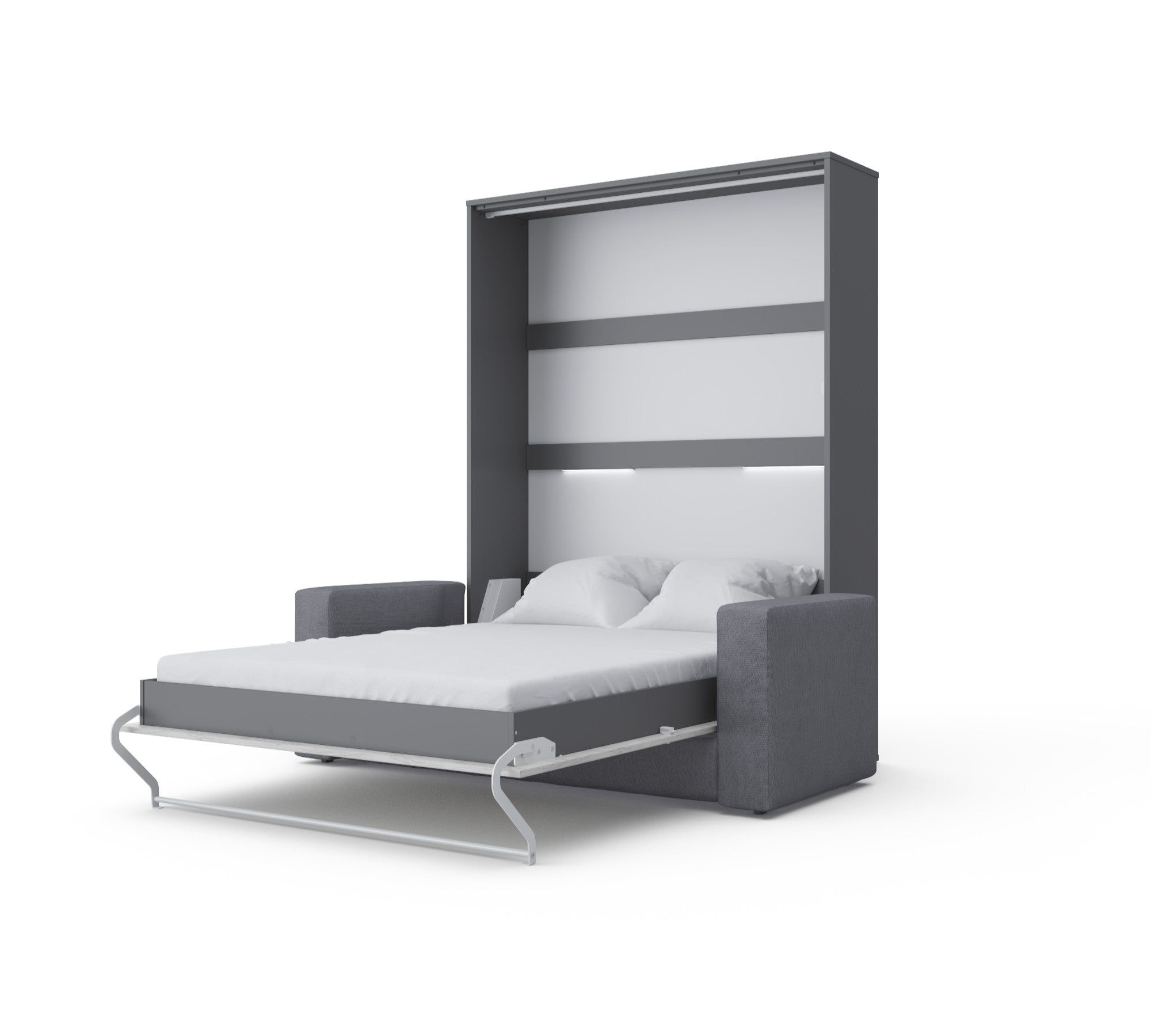 Maxima Inverto Murphy Vertical Bed with Sofa - Gray/White, Full XL Size