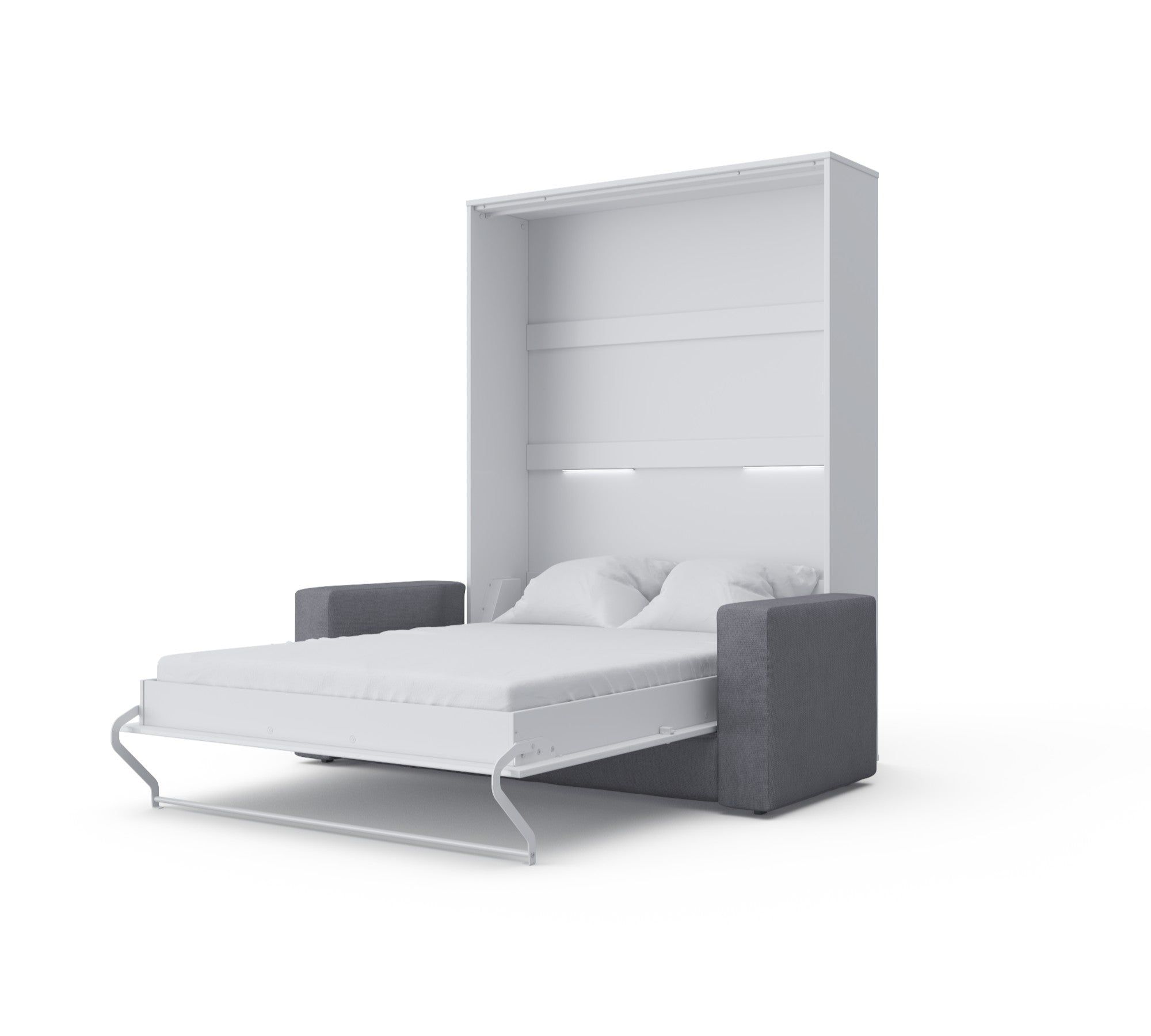 Maxima Inverto Murphy Vertical Bed with Sofa - White/Gray, Full XL Size