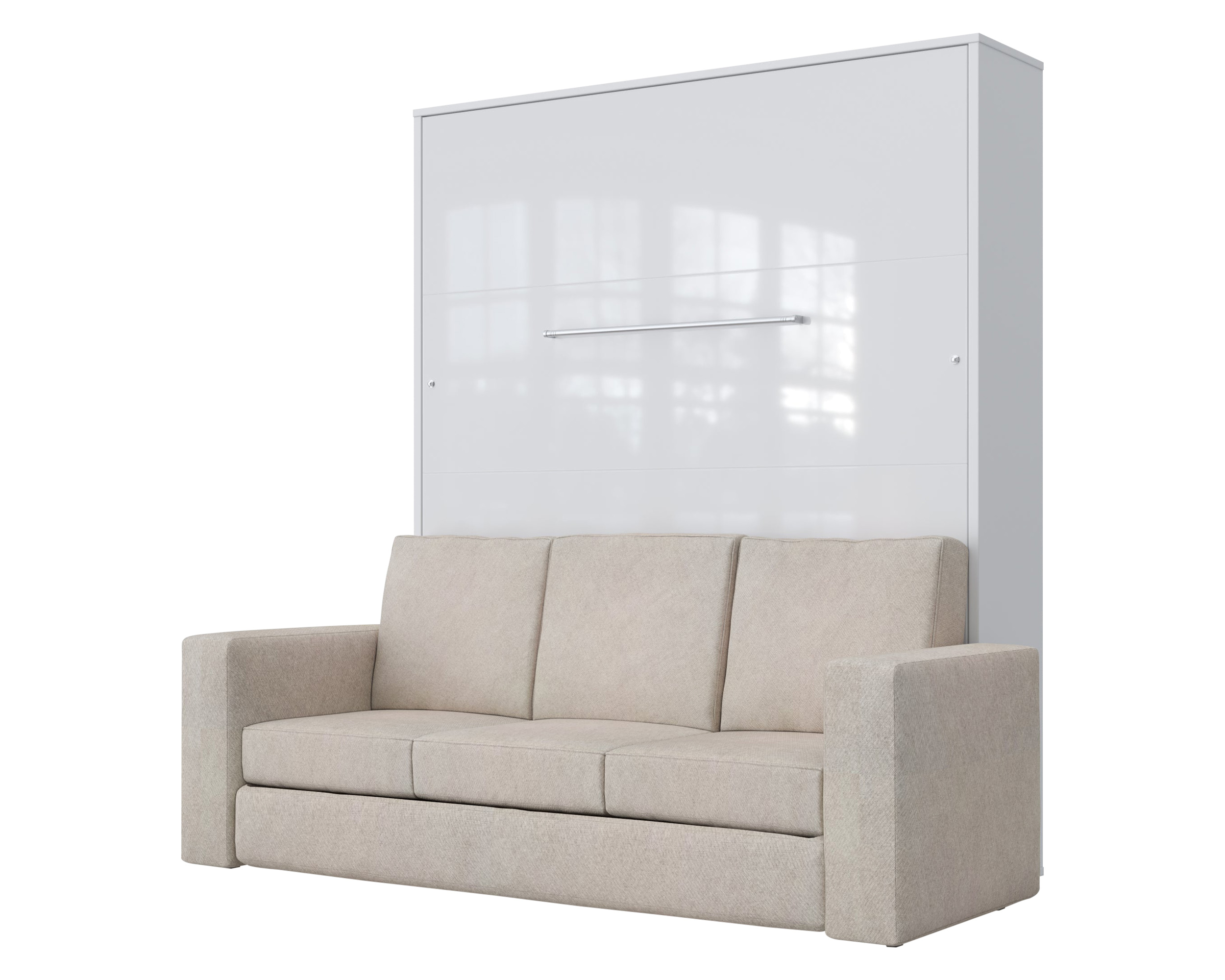 Maxima Inverto Murphy Vertical Bed with Sofa - White, Queen Size