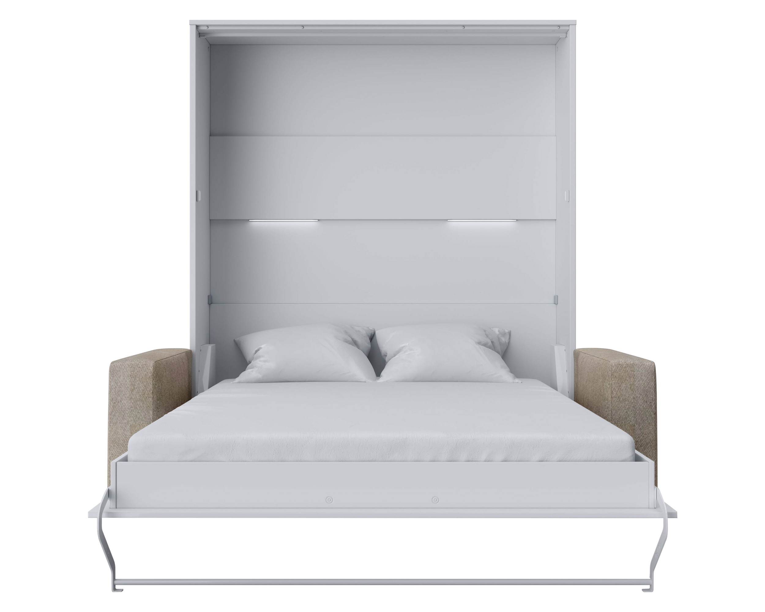 Maxima Inverto Murphy Vertical Bed with Sofa - White, Queen Size