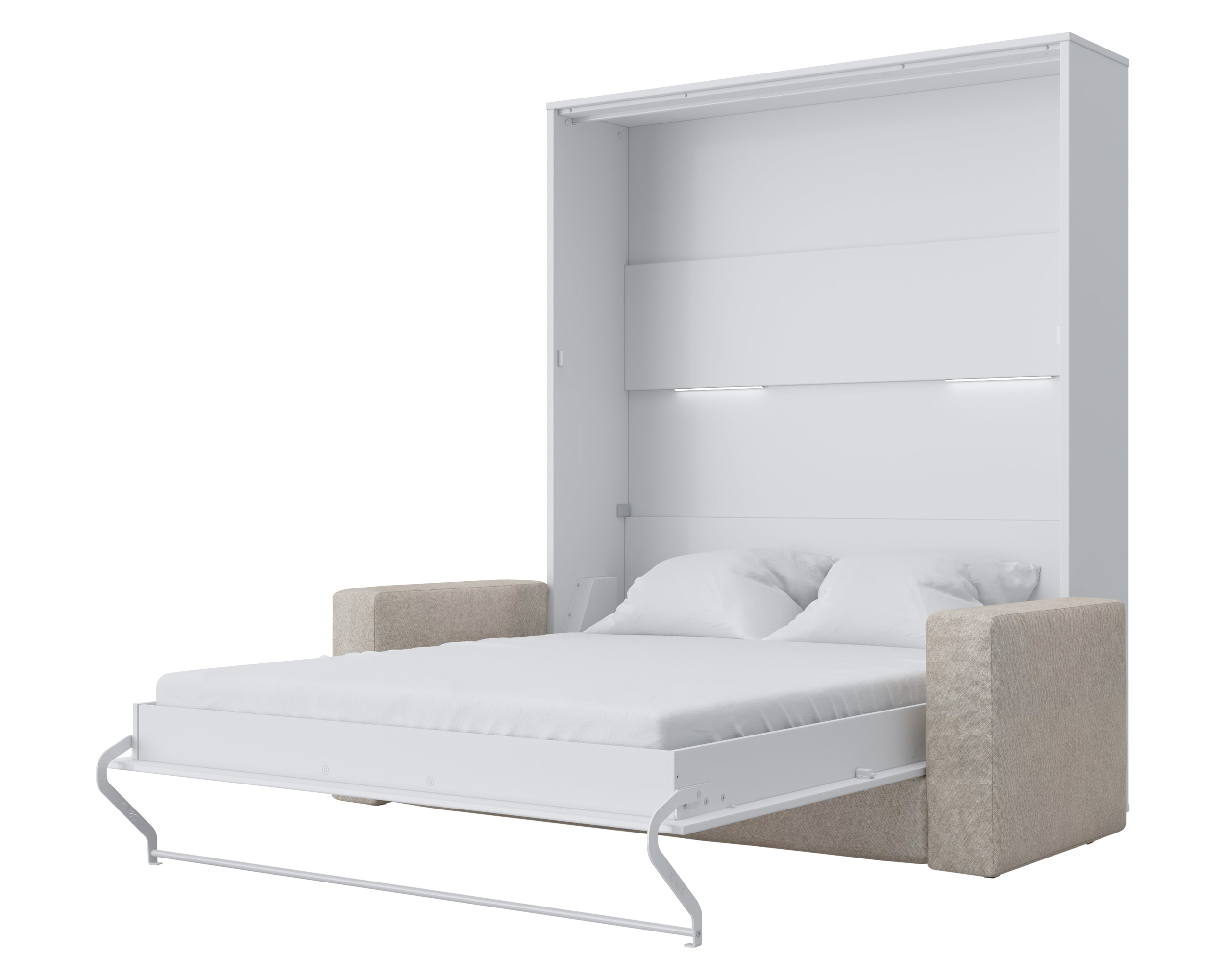 Maxima Inverto Murphy Vertical Bed with Sofa - White, Queen Size