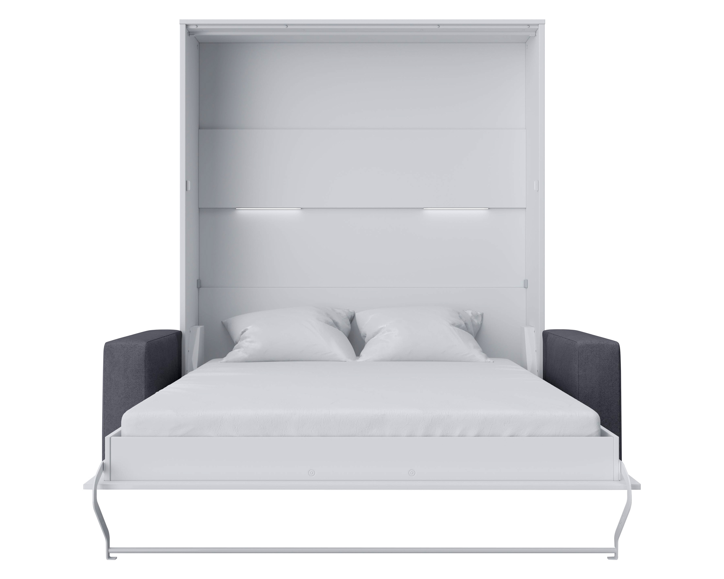 Maxima Inverto Murphy Vertical Bed with Sofa - Gray/White, Queen Size