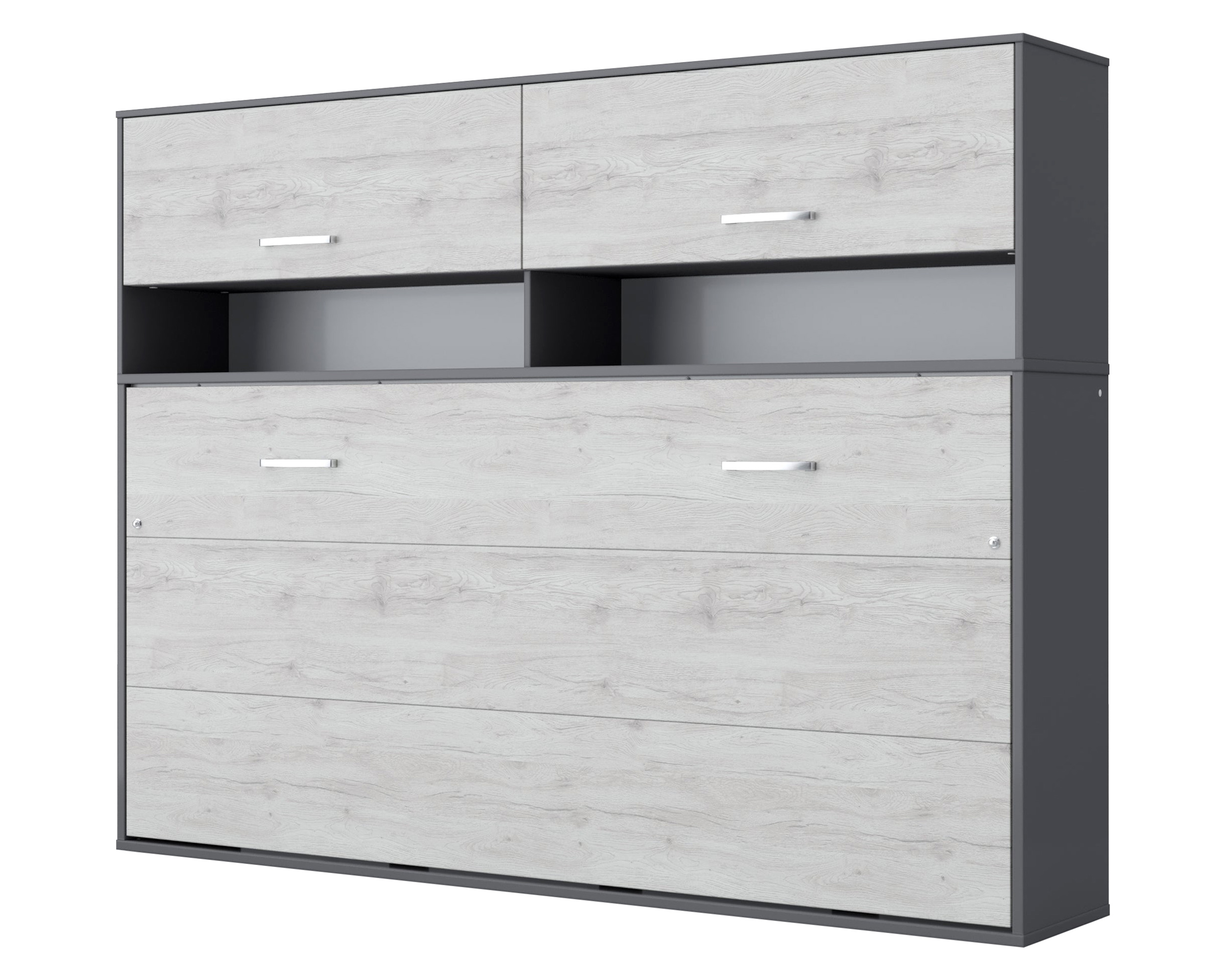 Maxima - Inverto Murphy Horizontal Full Size Wall Bed with Cabinet on Top