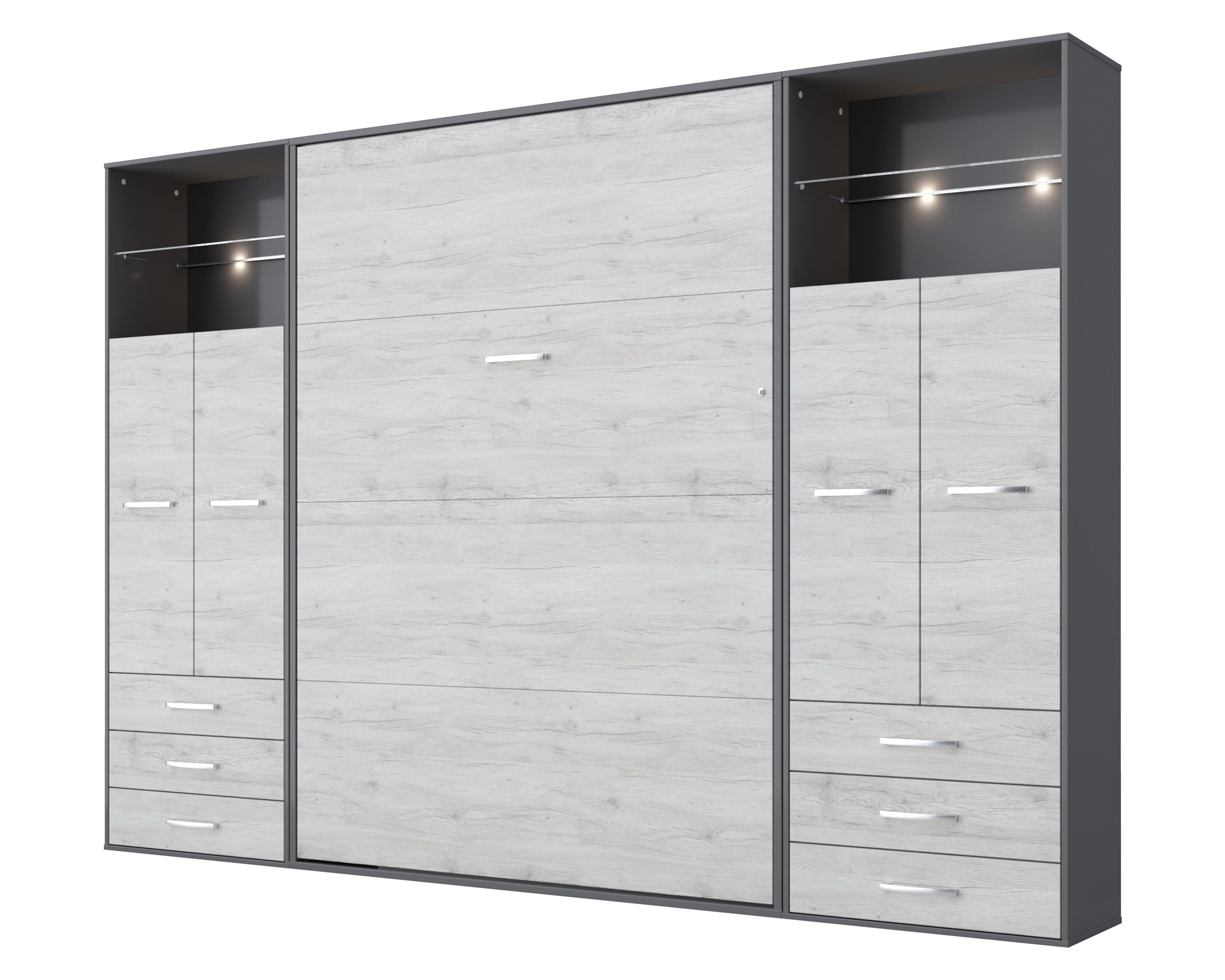 Maxima - Inverto Murphy Vertical Twin Size Wall Bed with 2 Cabinets