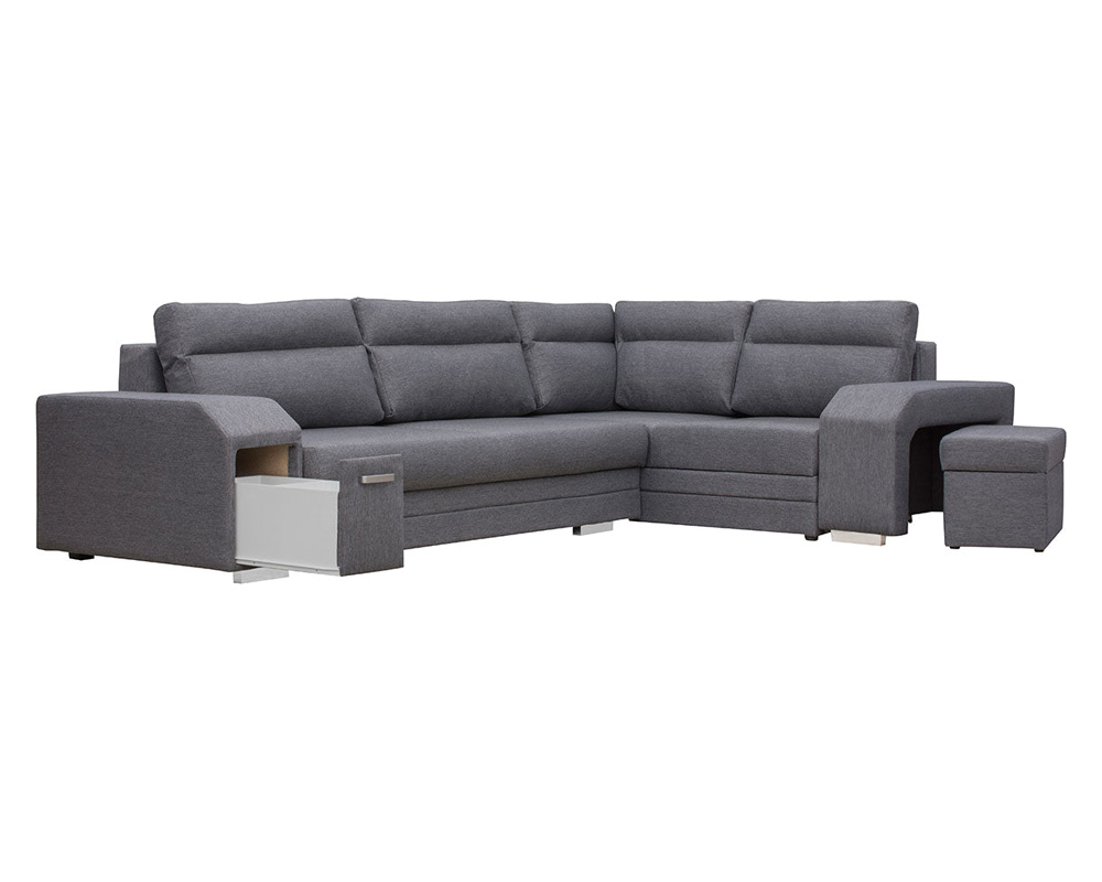 Maxima Magnus Sectional Sleeper Sofa - Dark Gray, Left Corner