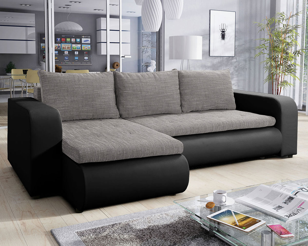 Maxima - Eliana Sectional Sleeper Sofa in Leather/Fabric