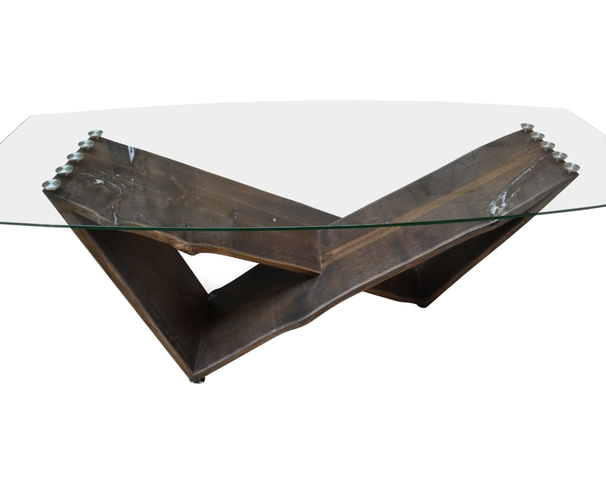 Maxima - Winik Glass Top Dining Table in Oak Wood