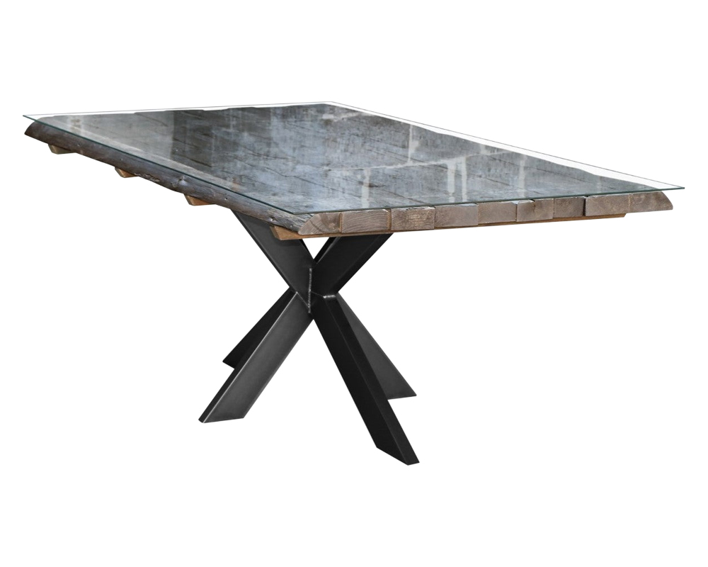 Maxima - Redde-Glass Solid Wood Dining Table in Black