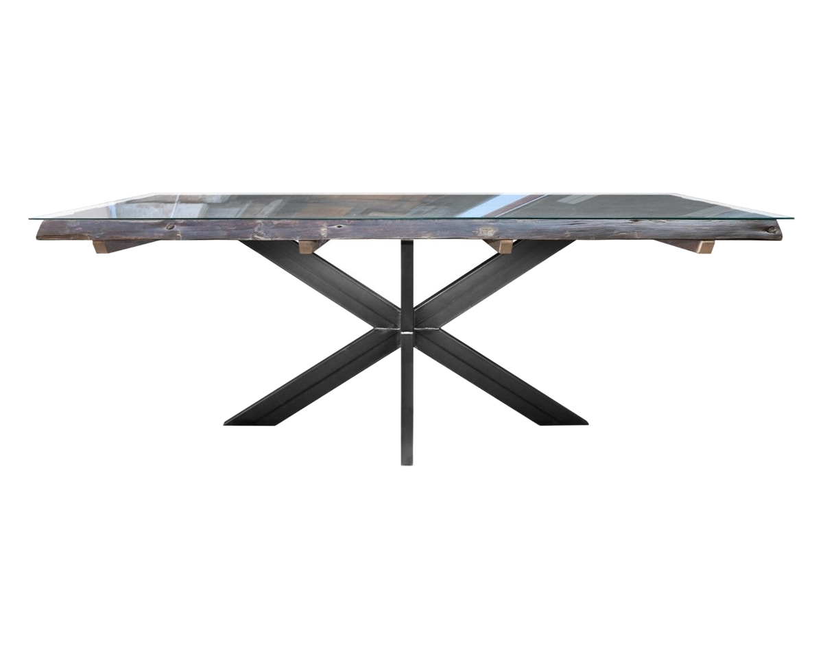 Maxima - Redde-Glass Solid Wood Dining Table in Black