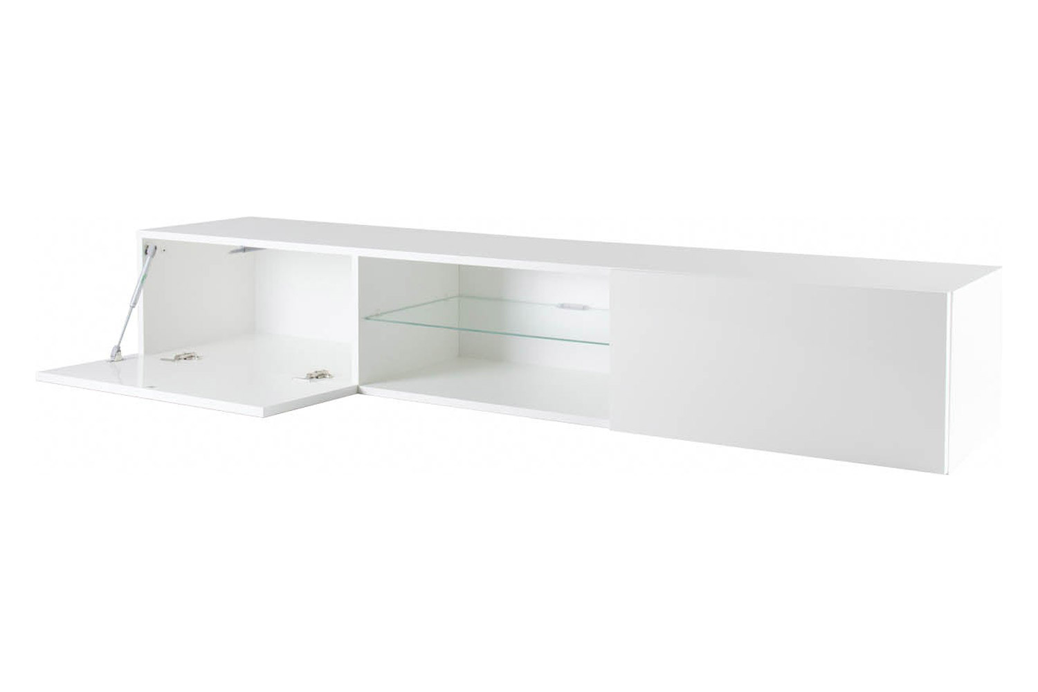 Maxima Modern Floating 71" Long TV Stand Vigo Glass with Led - White