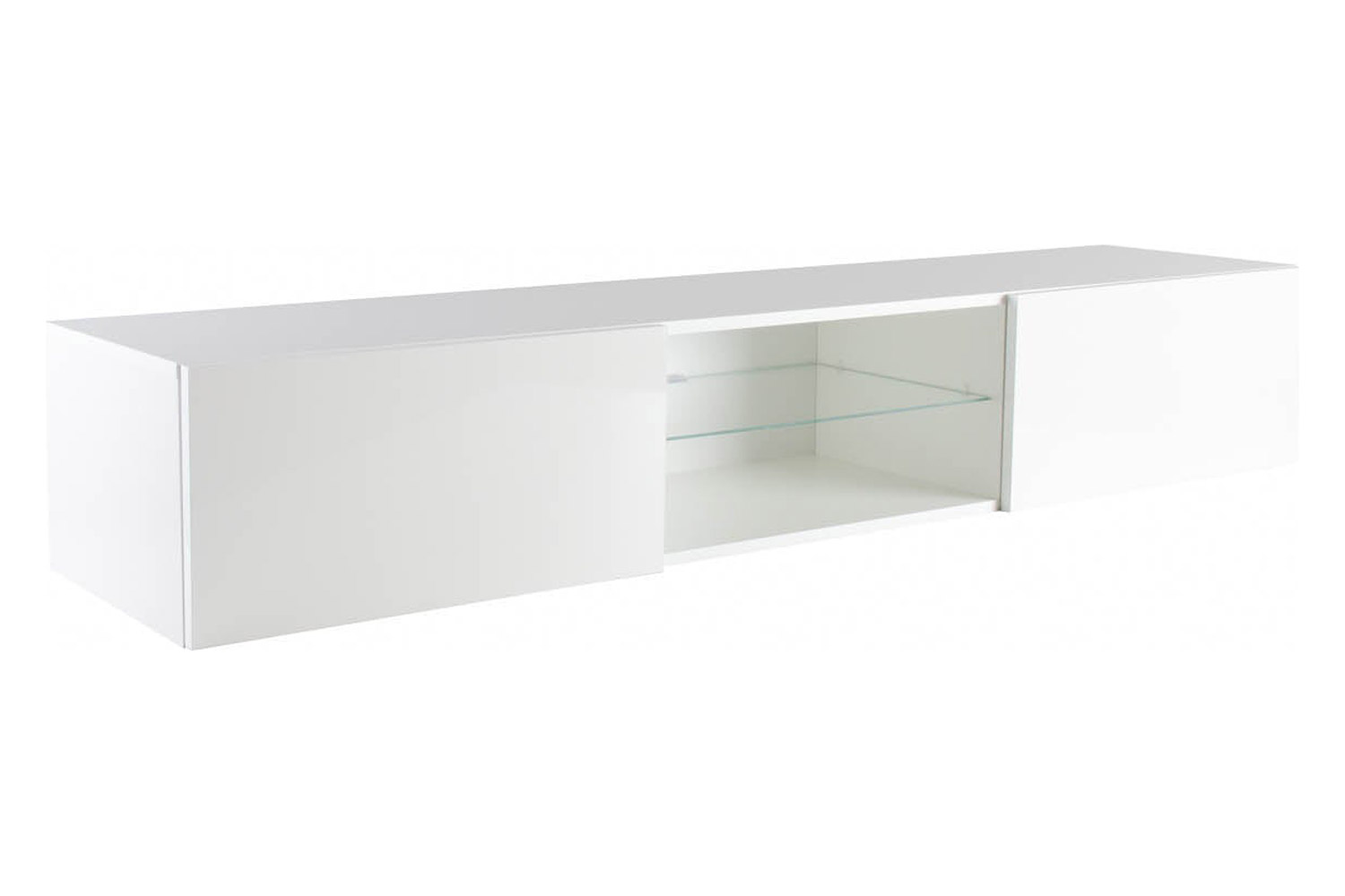 Maxima Modern Floating 71" Long TV Stand Vigo Glass with Led - White