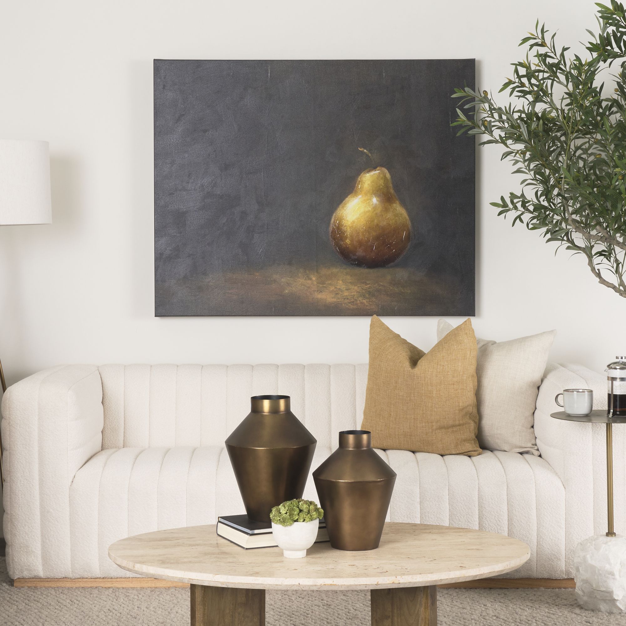 Mercana Lonely Pear - Hand Embelished Textured Art Giclee Print Wrapped on Canvas