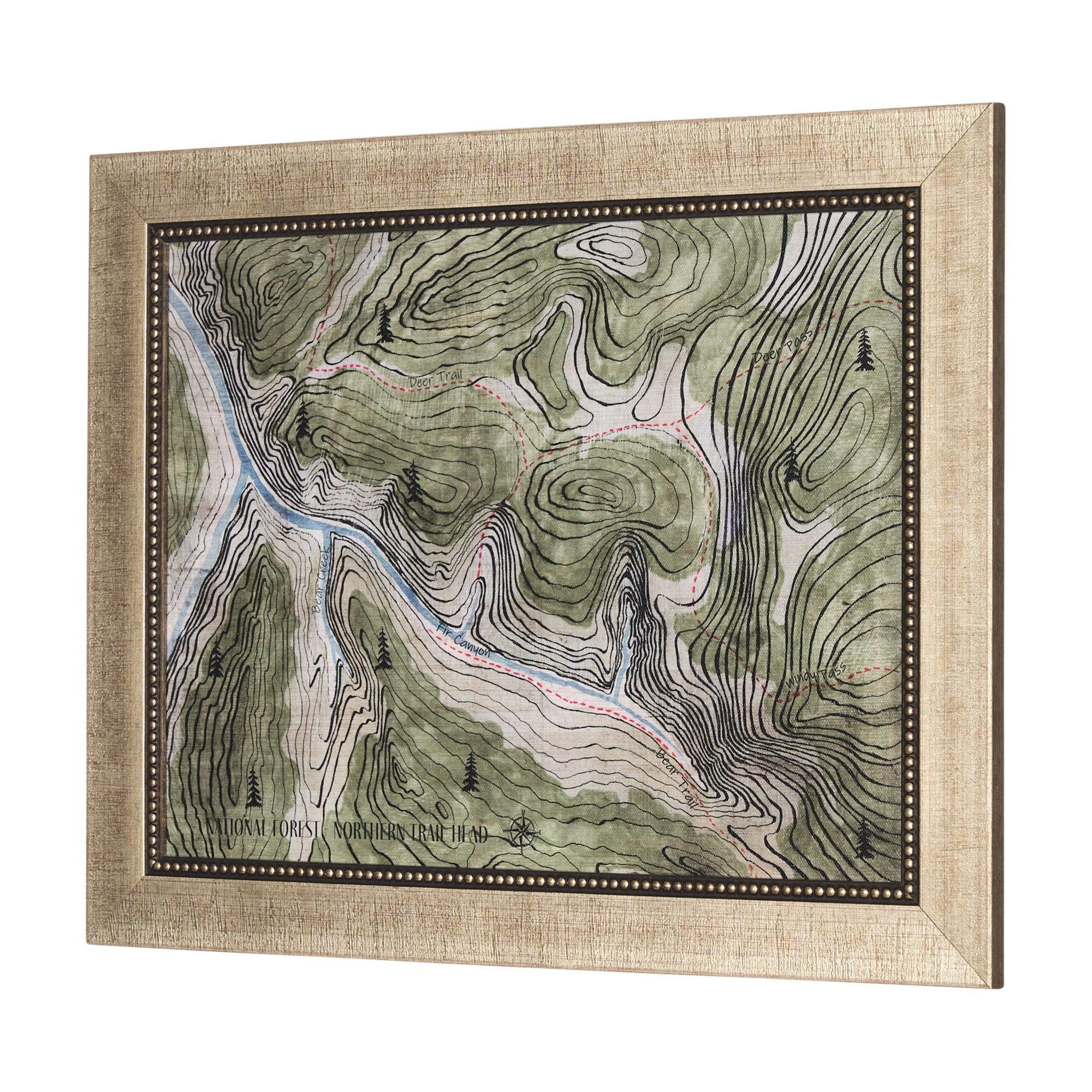 Mercana - Adventure Map (Set of 5) - Hand Embelished Textured Framed Art Print Paintings