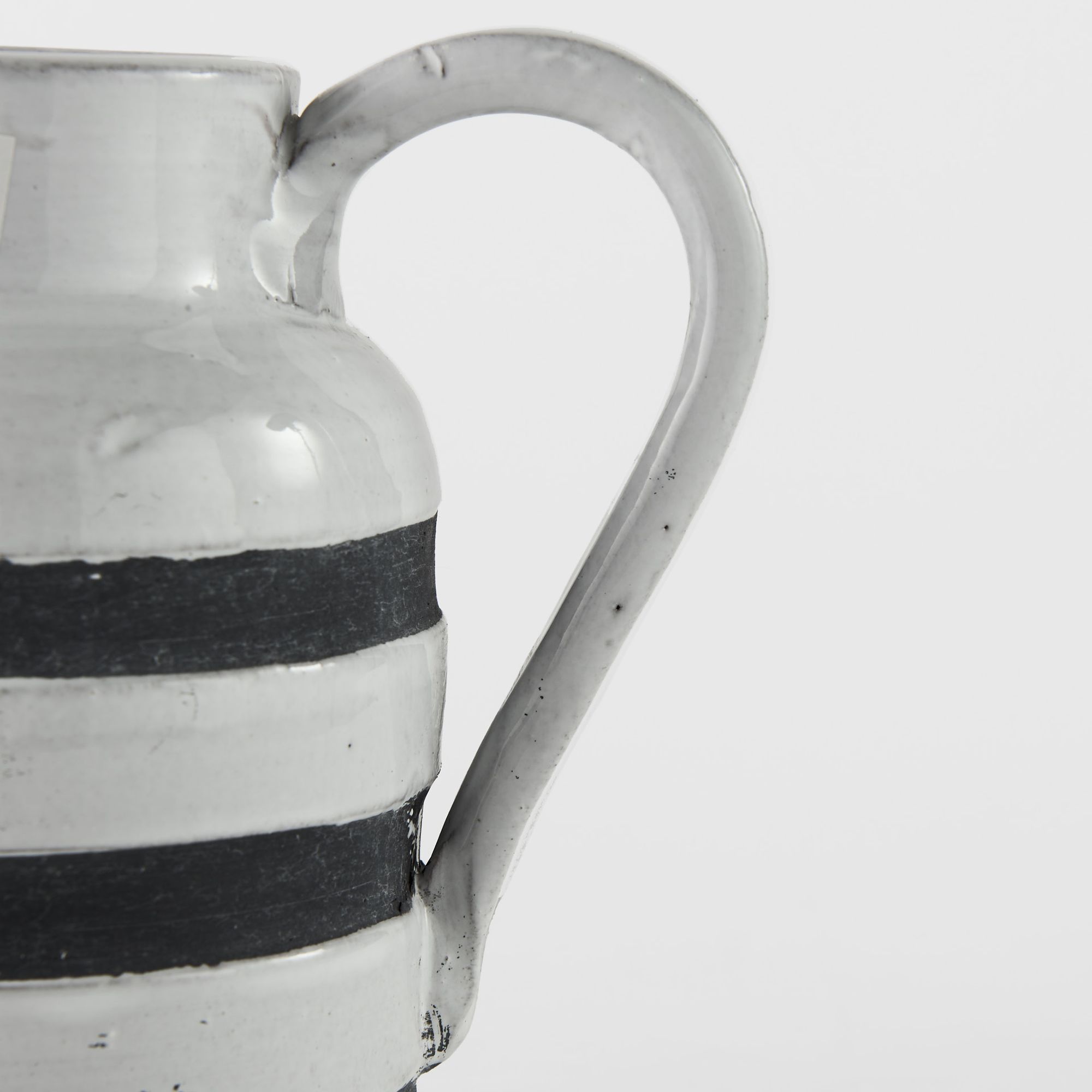 Mercana Harmon I Ceramic Jug with Charcoal Stripes - White, Small