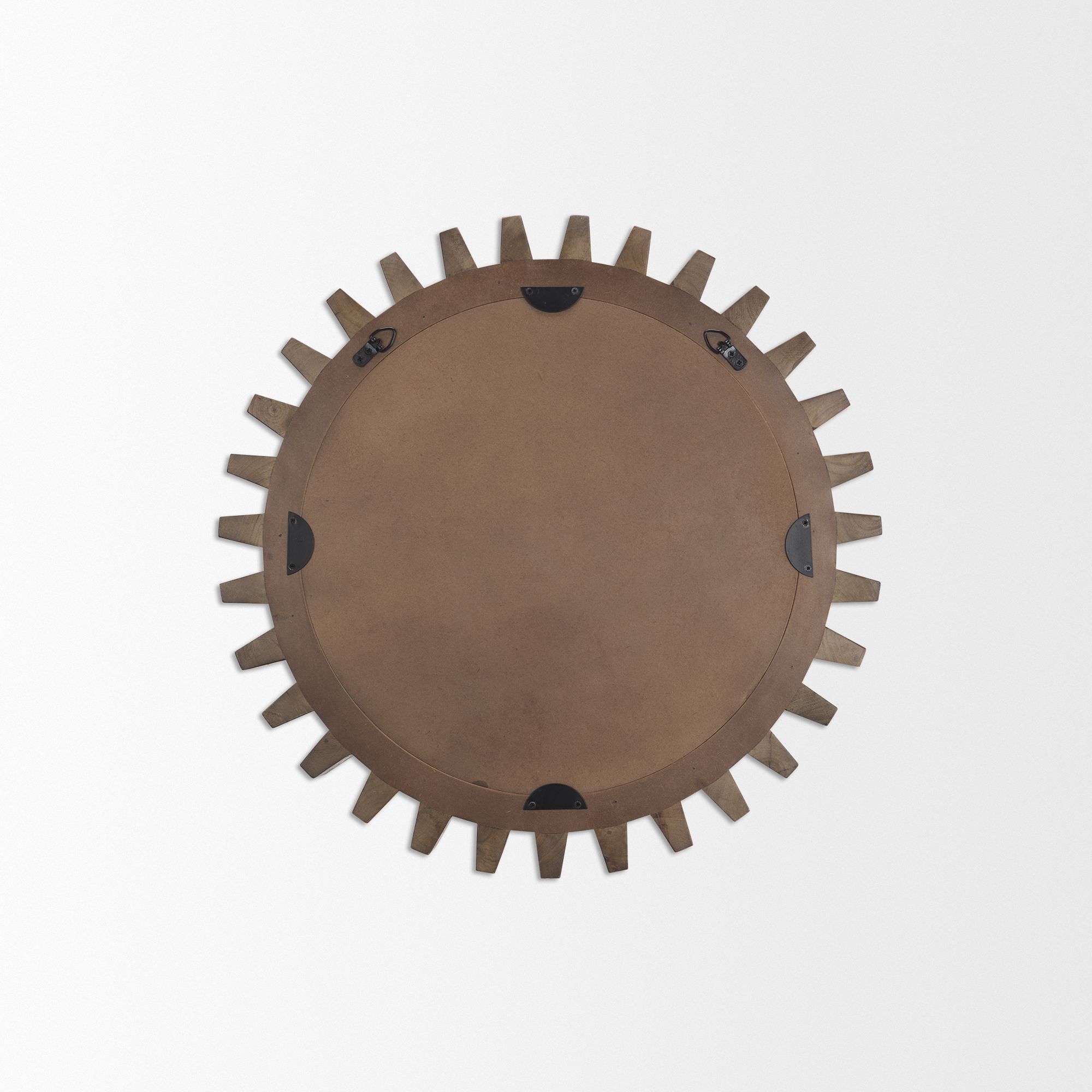 Mercana Cog Round 26" Mirror with Wood Frame - Brown