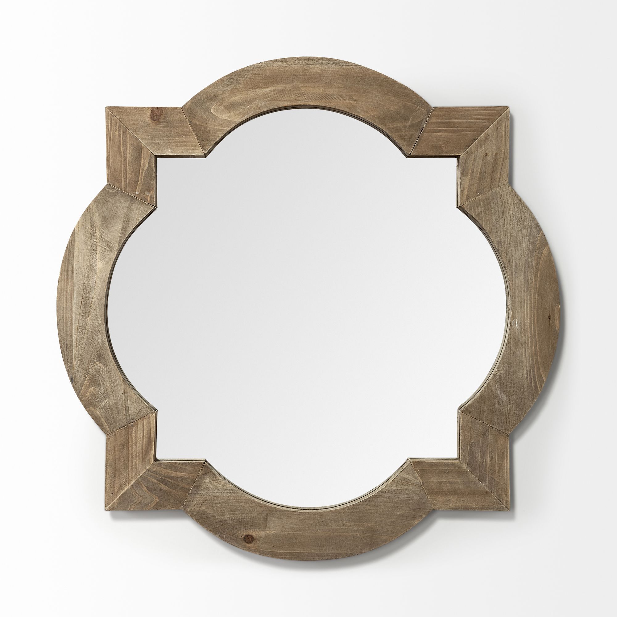 Mercana - Argonne 23" Round-Square Brown Wood Frame Mirror