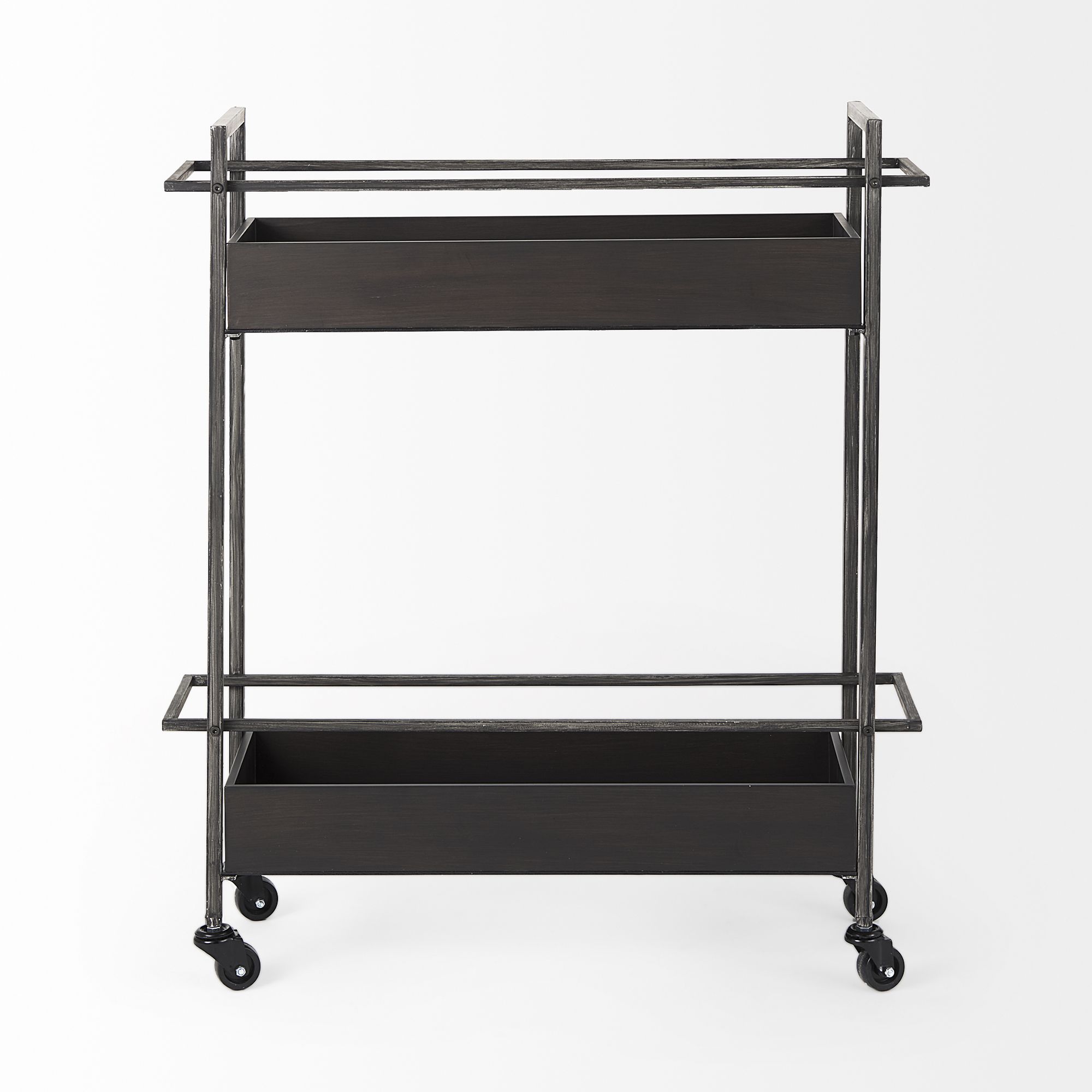 Mercana - Masataka 2 Tier Rectangular Bar Cart with Metal Shelves