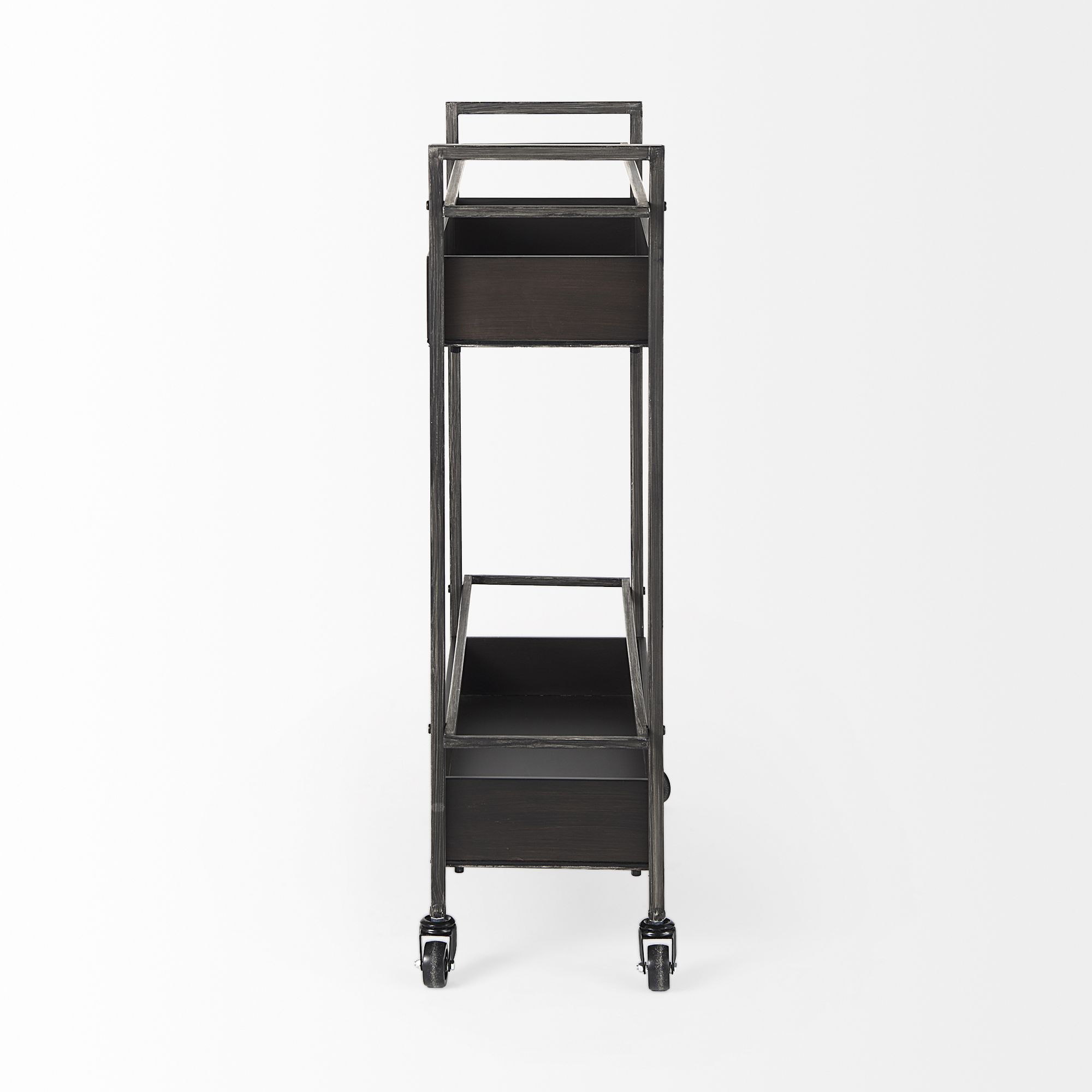 Mercana - Masataka 2 Tier Rectangular Bar Cart with Metal Shelves