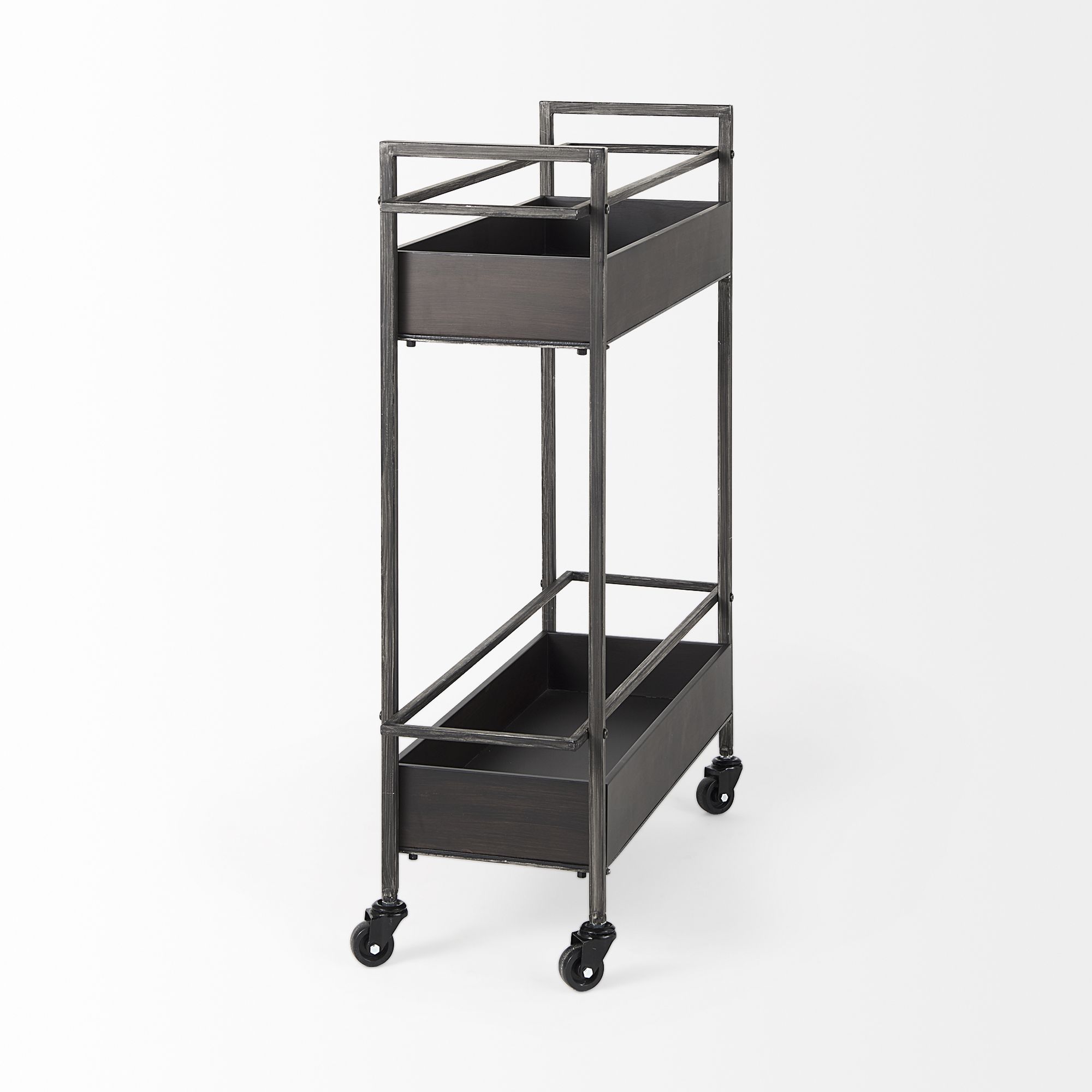 Mercana - Masataka 2 Tier Rectangular Bar Cart with Metal Shelves