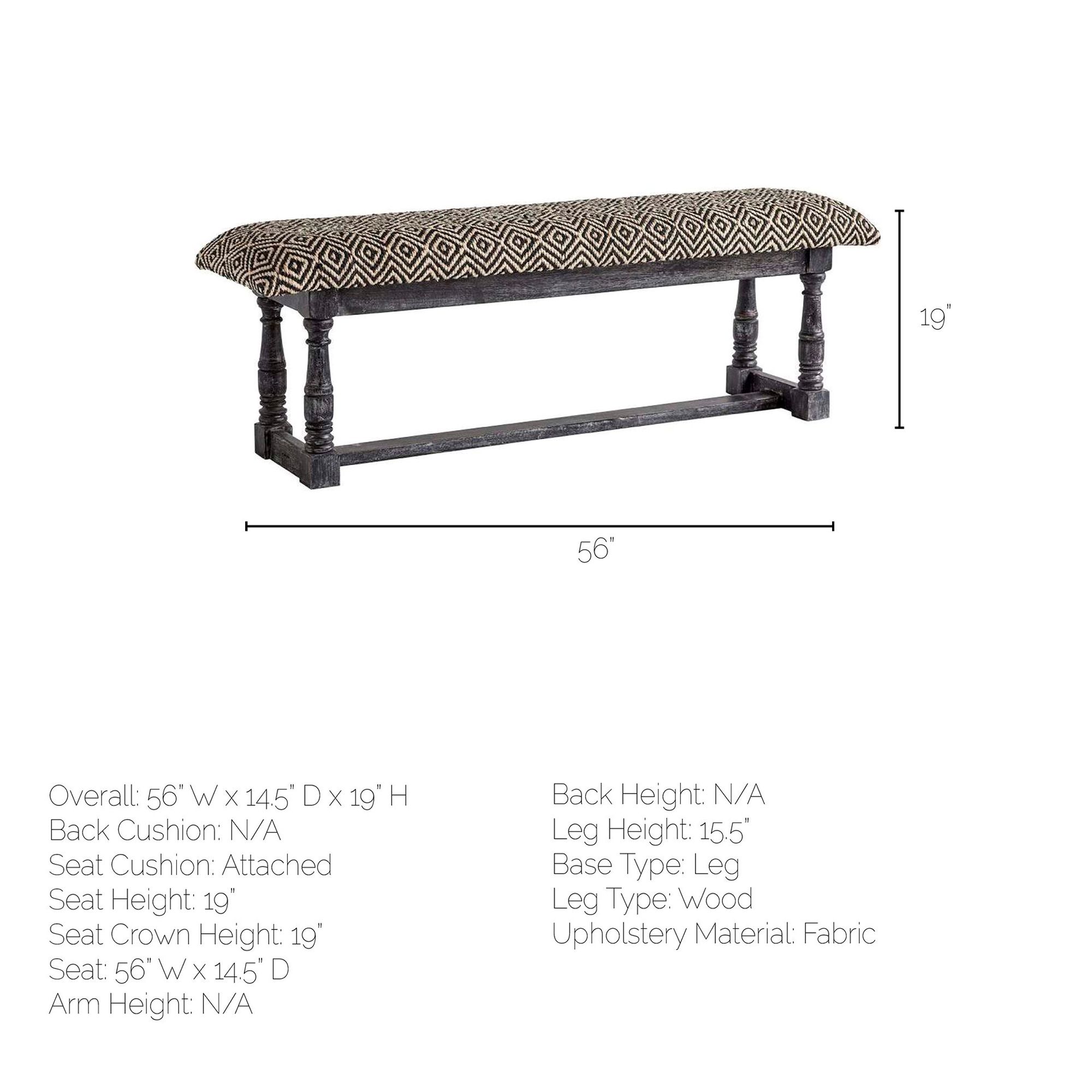 Mercana Denison Bench - Gray/Beige