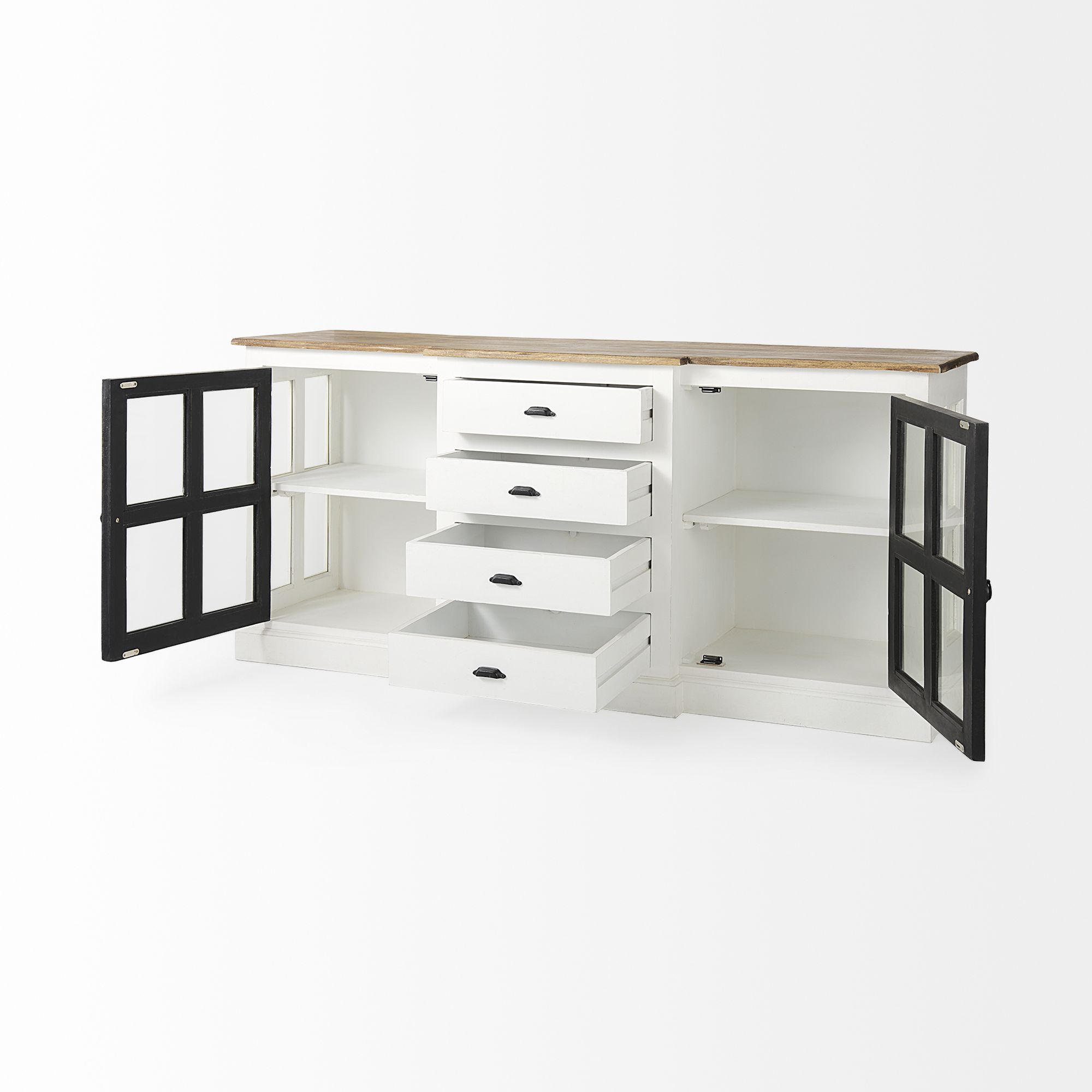 Mercana Bourchier Sideboard - White/Black, Wood