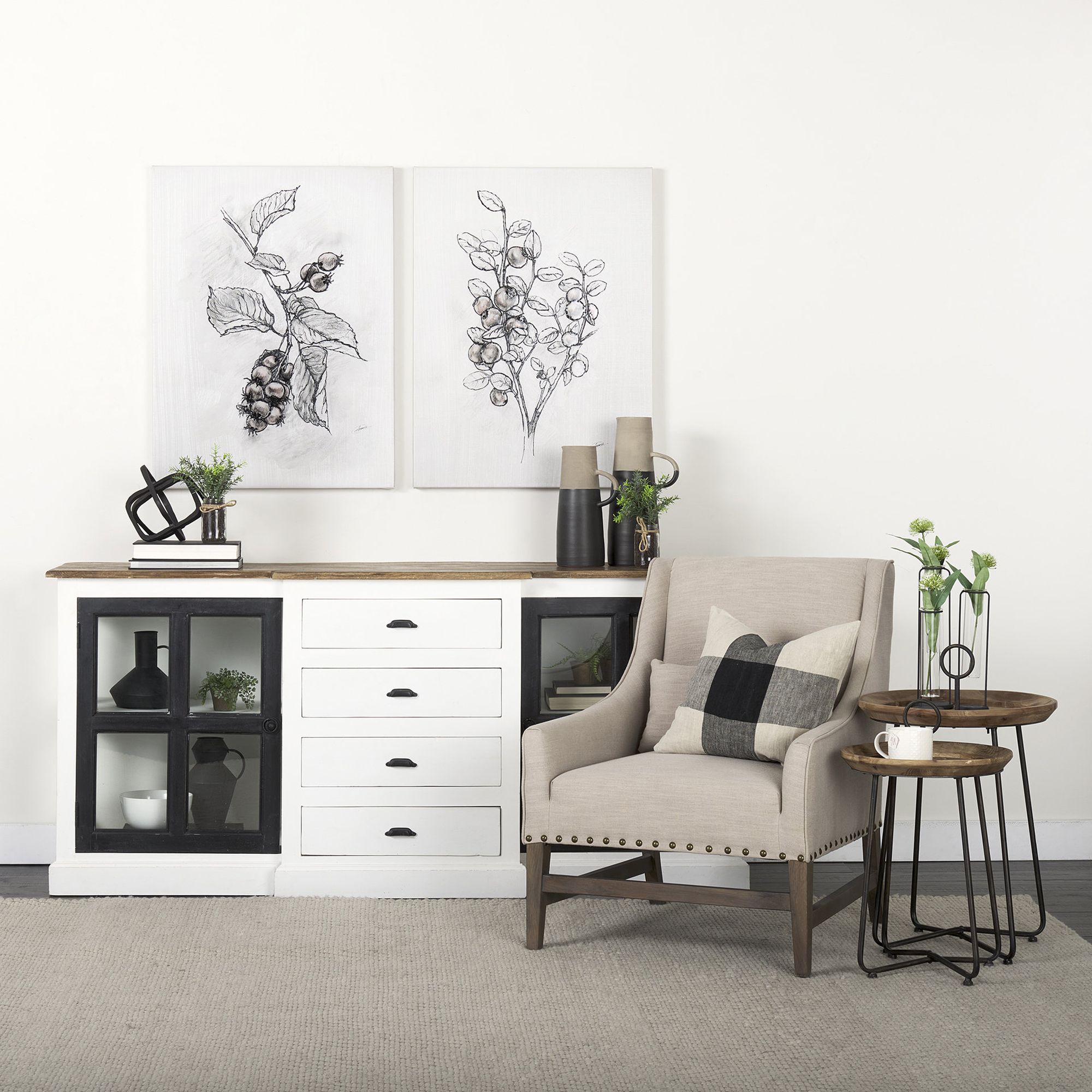 Mercana Bourchier Sideboard - White/Black, Wood