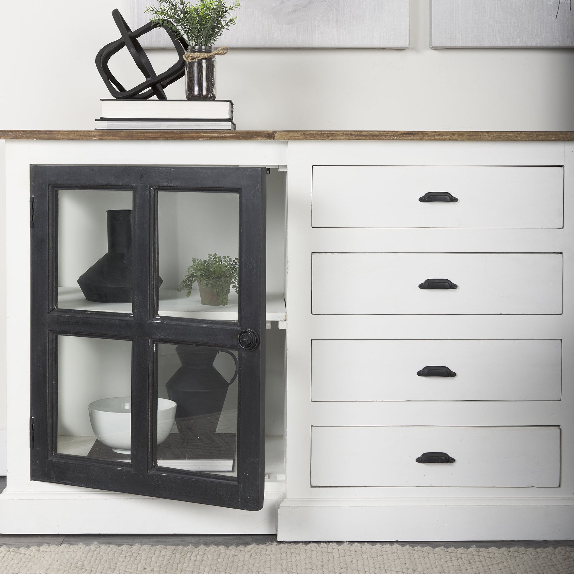 Mercana Bourchier Sideboard - White/Black, Wood