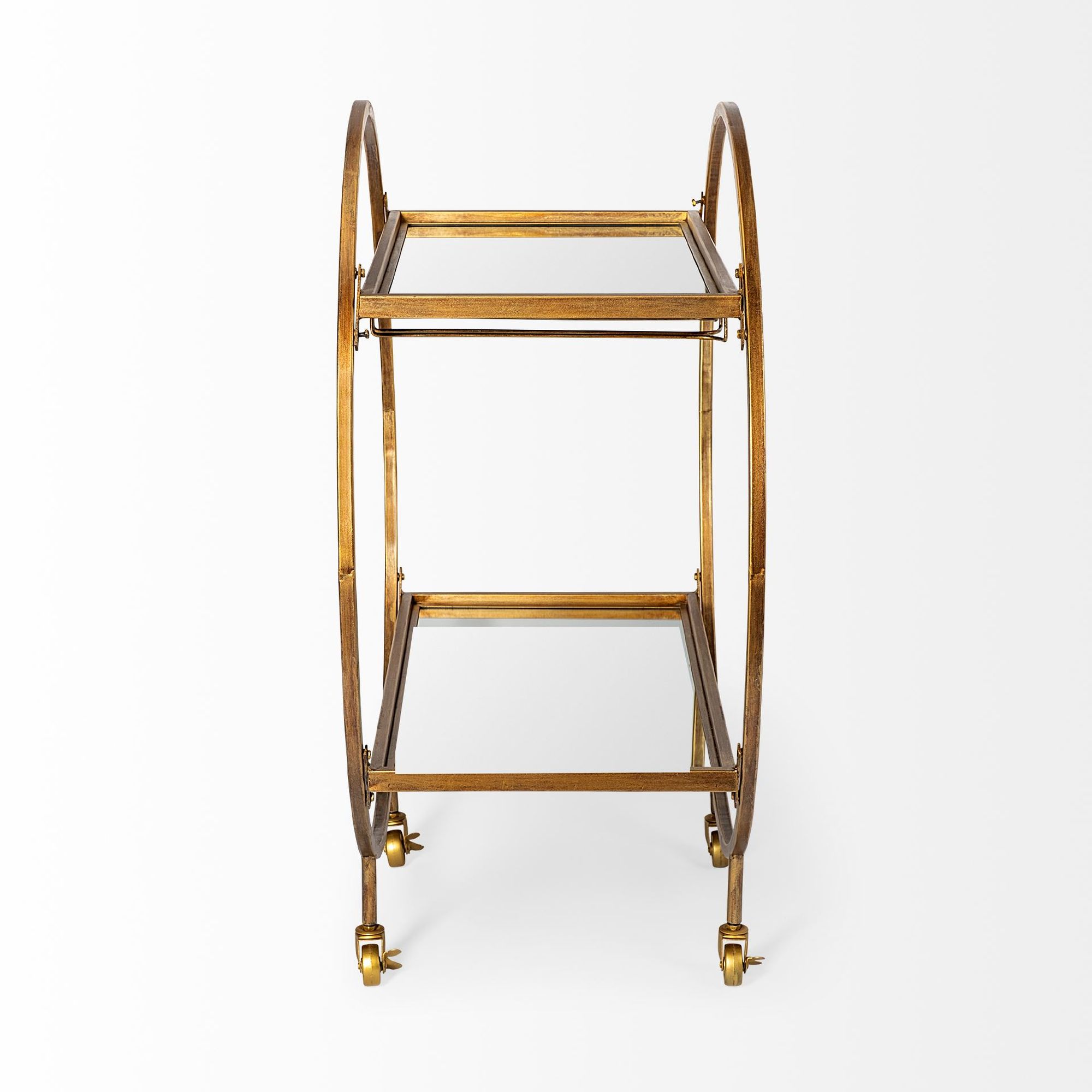 Mercana - Carola 2 Tier Bar Cart with Stemware Holder in Gold