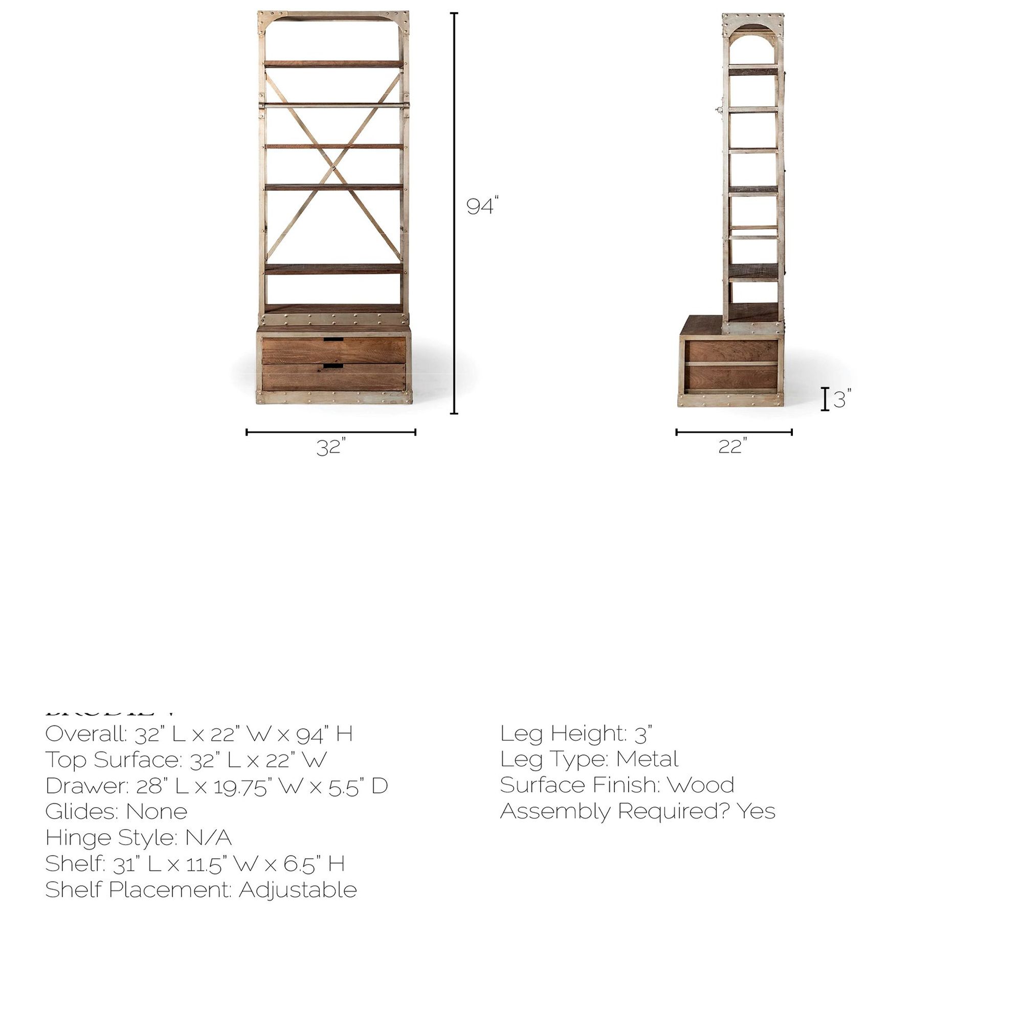 Mercana Brodie V Small Shelving Unit - Brown, Wood