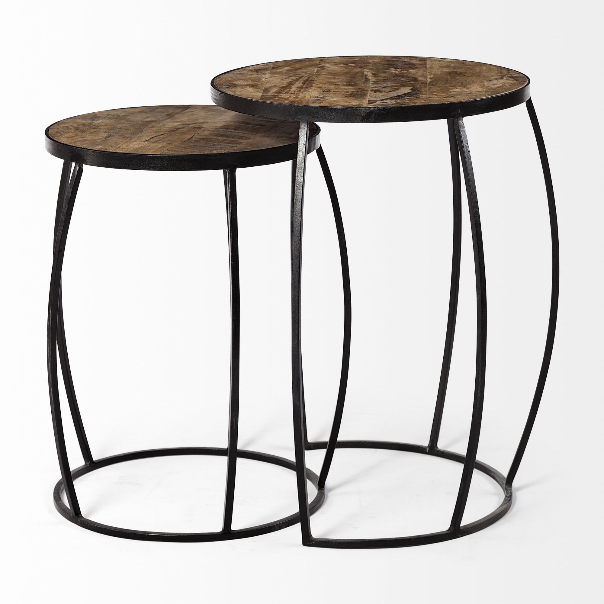 Mercana Clapp Accent Table (Set of 2) - Brown/Black, Iron