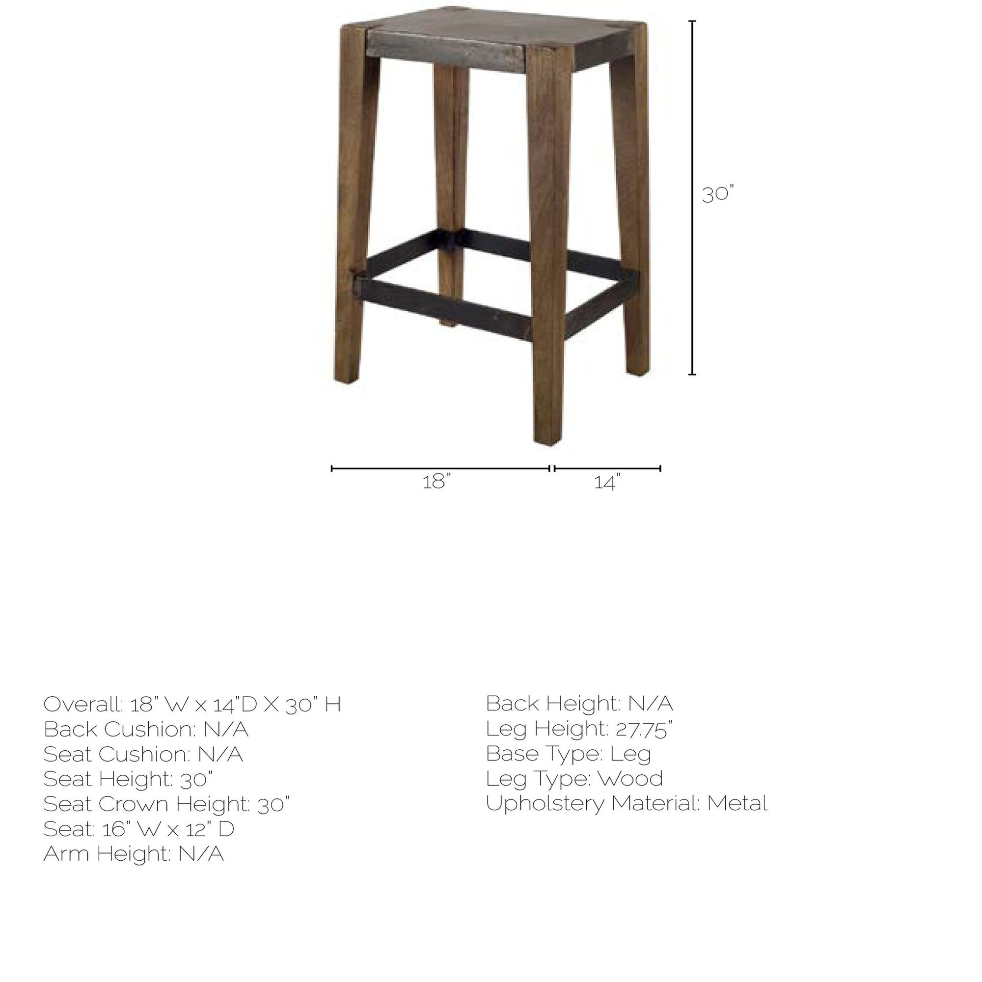 Mercana Nell 30" Counter Stool - Black/Brown