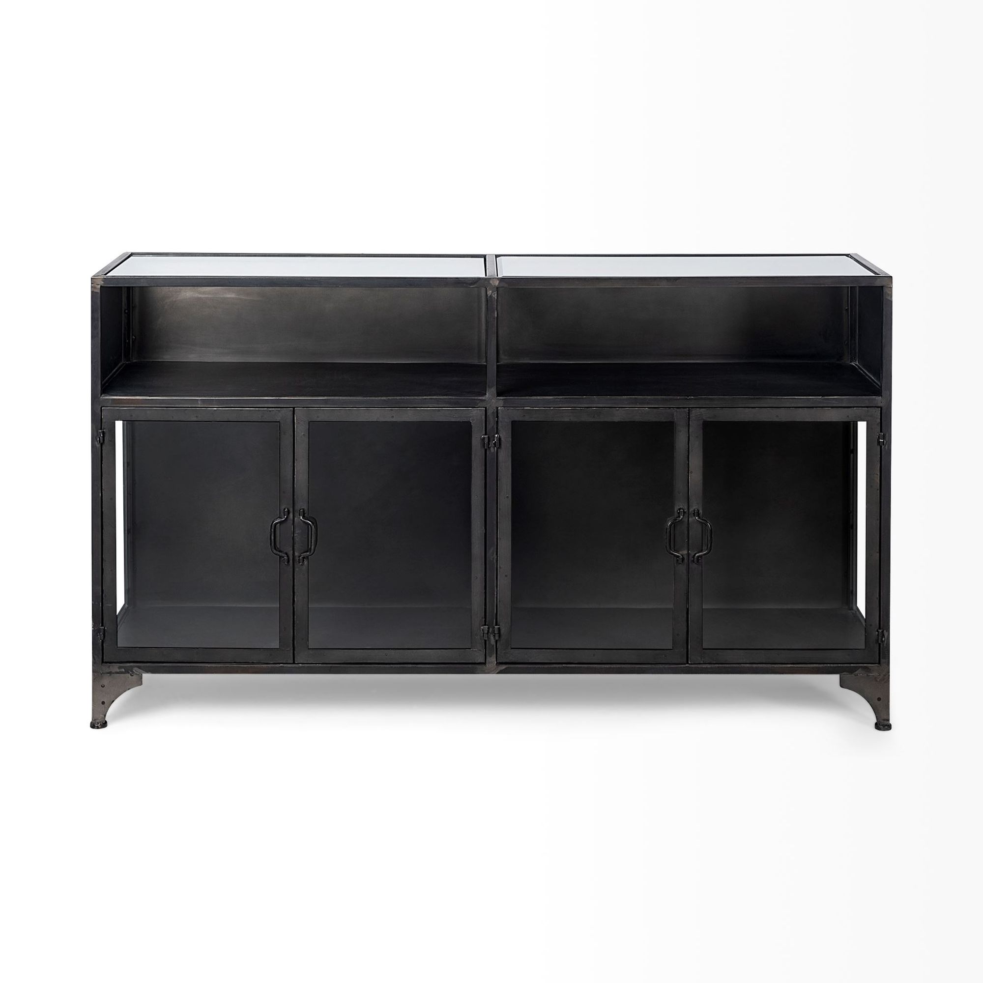 Mercana - Pender Black Metal Glass Door Display Cabinet