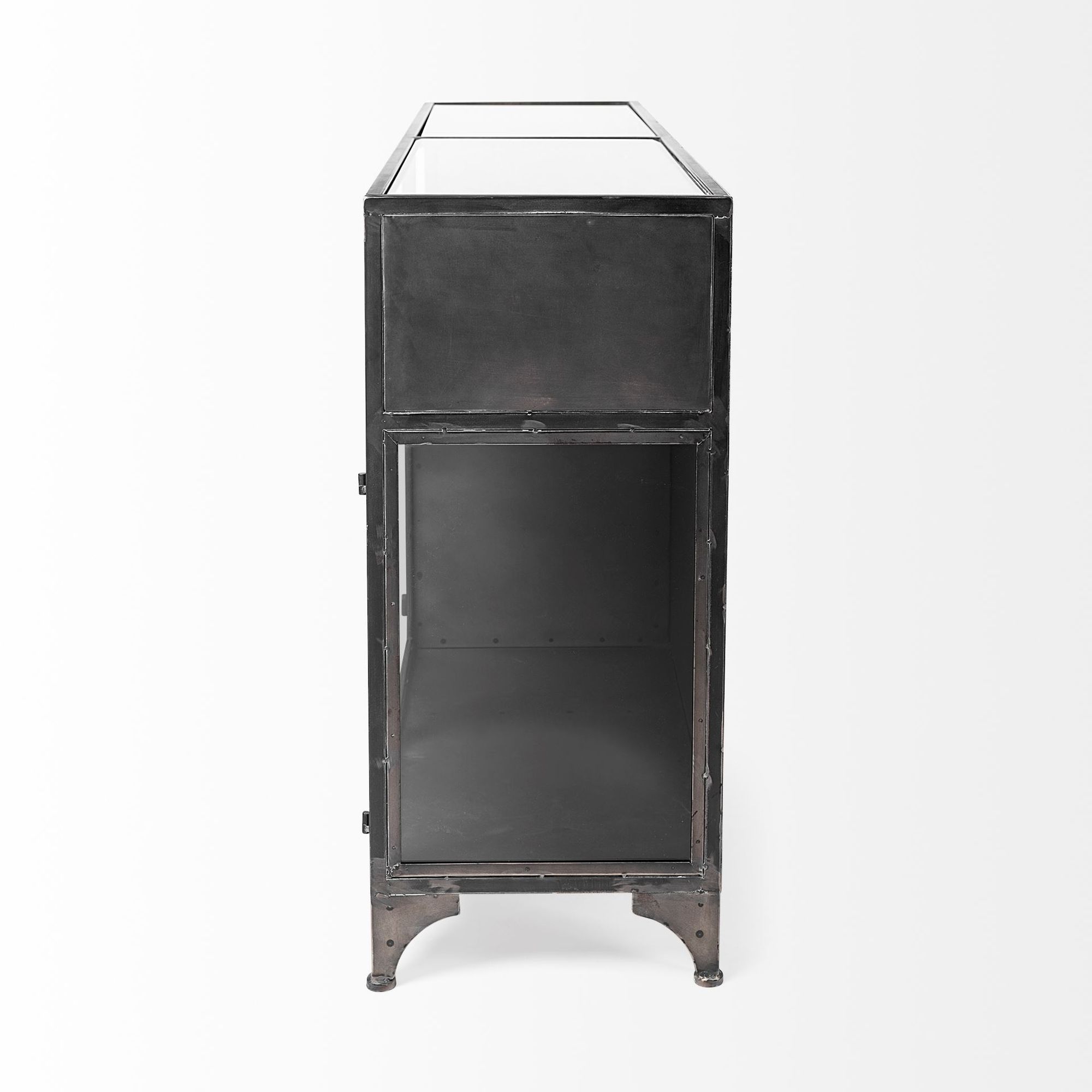 Mercana - Pender Black Metal Glass Door Display Cabinet