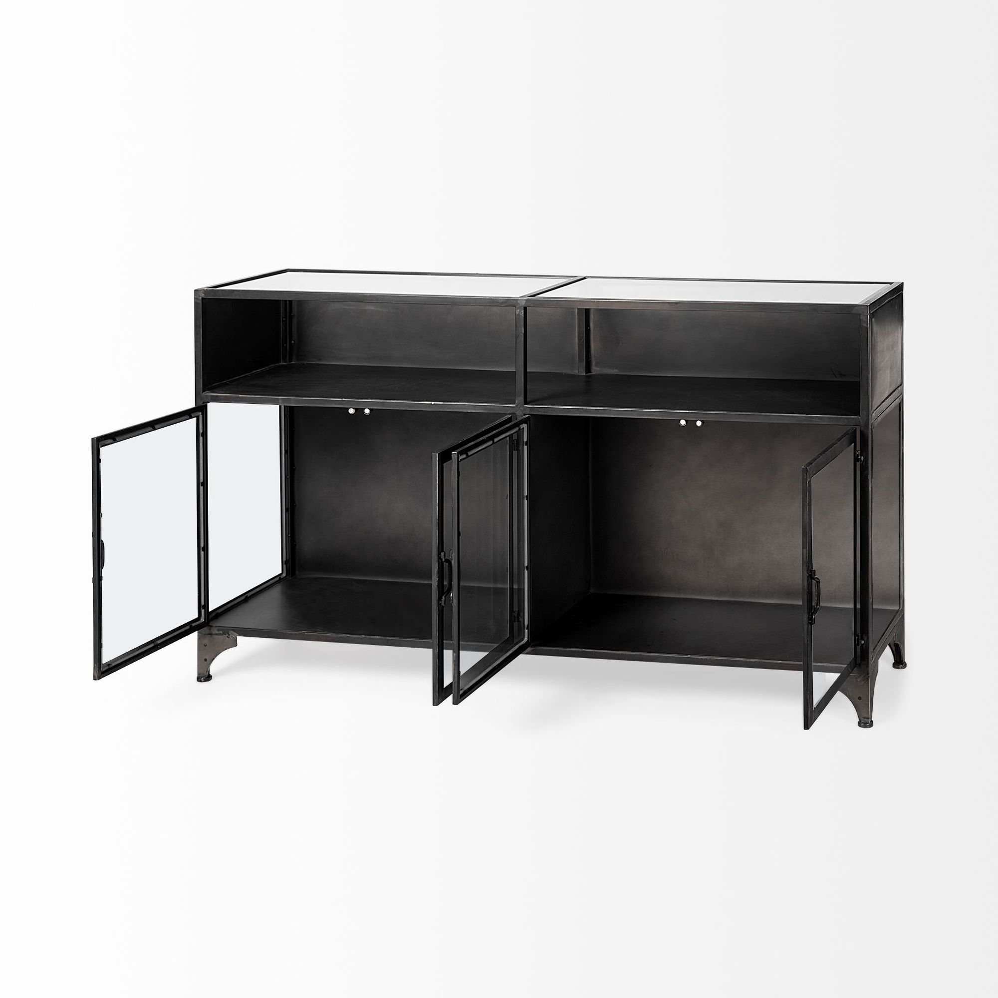 Mercana - Pender Black Metal Glass Door Display Cabinet