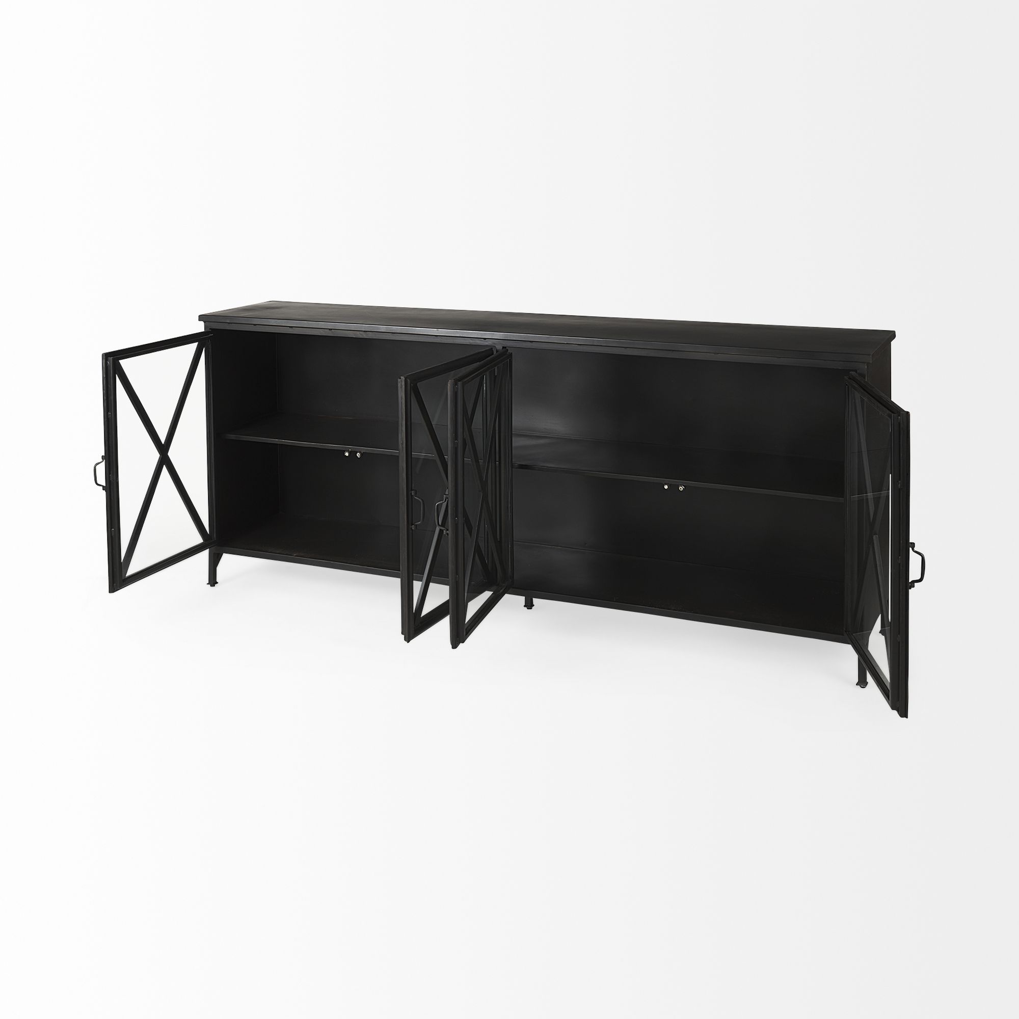 Mercana Poppy Sideboard - Black, Metal/Glass