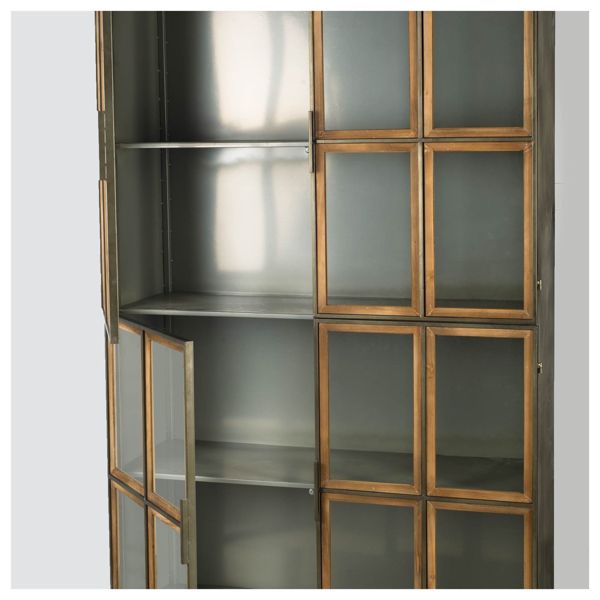 Mercana - Pandora I Brown Wood and Metal Glass Door Display Cabinet