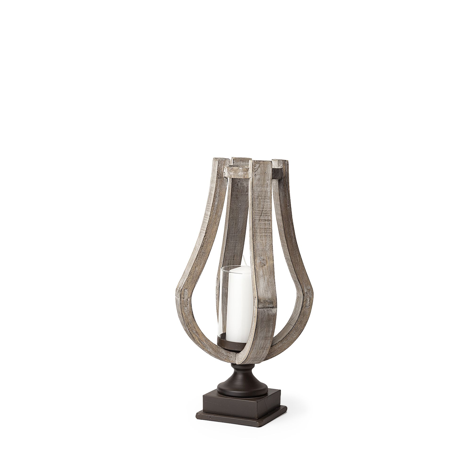 Mercana - Brillion Rustic Wood Metal Table Candle Holder