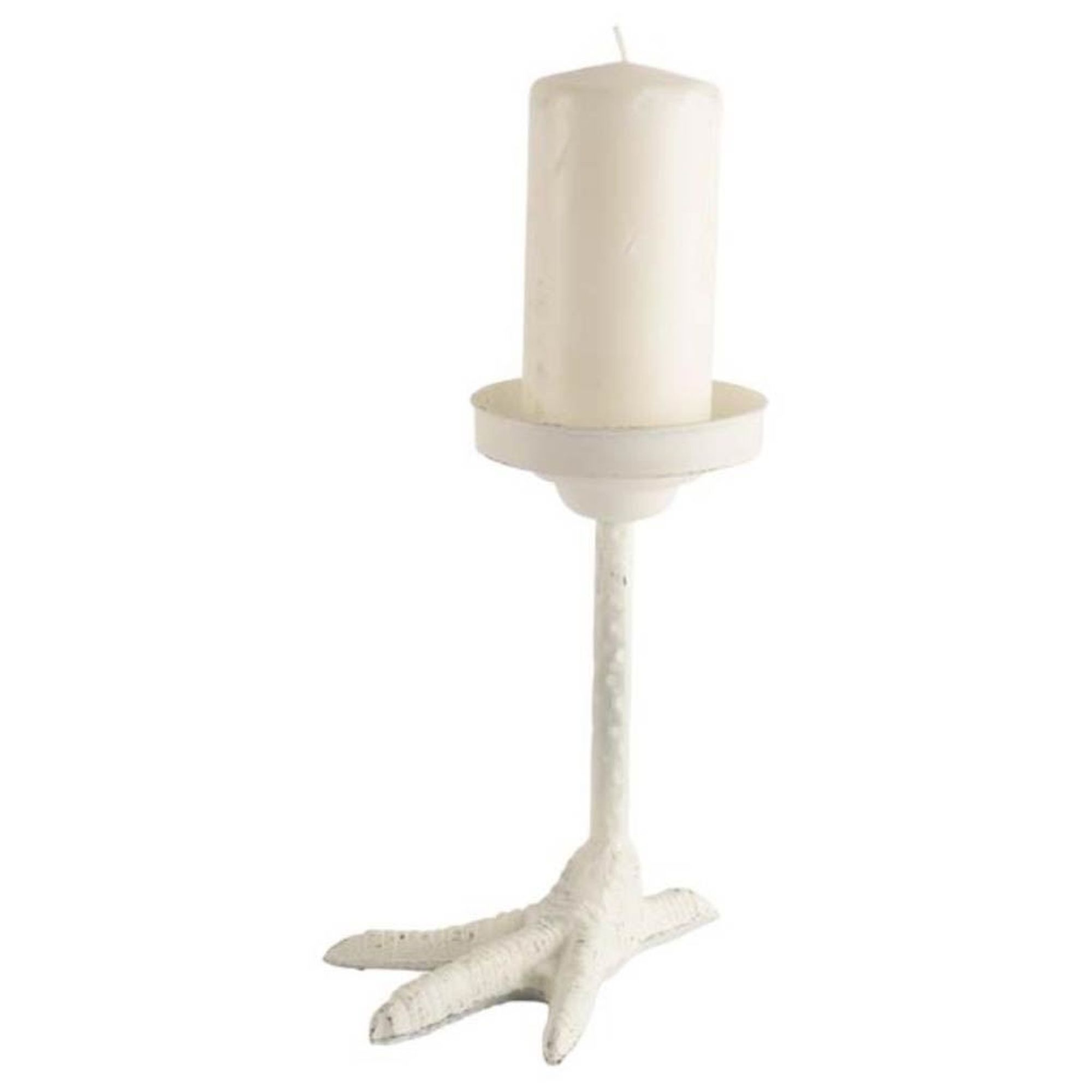 Mercana - Daffy I Short White Cast Iron Chicken Foot Table Candle Holder