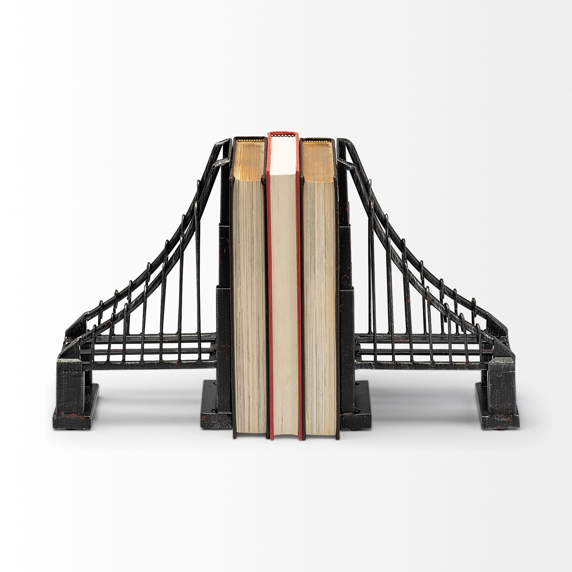 Mercana - Suspension 19L x 4W Brown Wrought Iron Bridge Bookends (Set of 2)