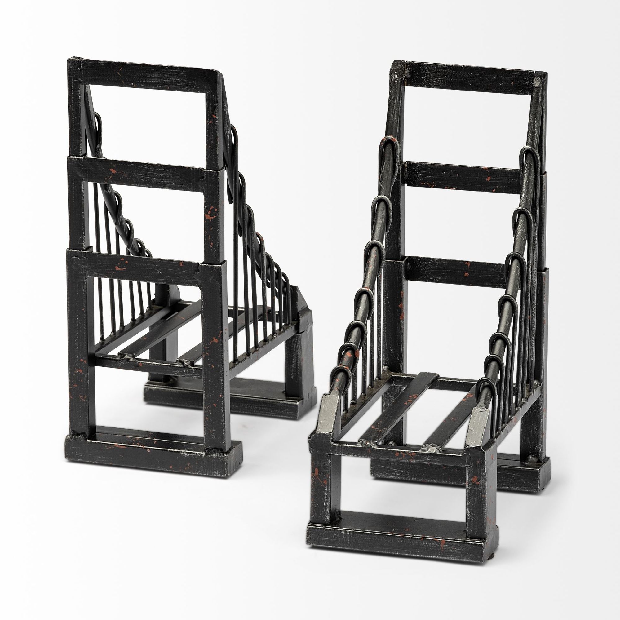 Mercana - Suspension 19L x 4W Brown Wrought Iron Bridge Bookends (Set of 2)