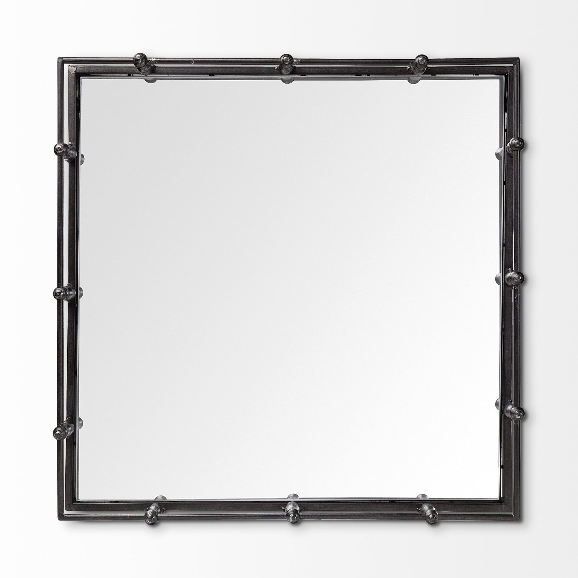 Mercana - Christa 22L x 22W Black Metal Mirrored Base Square Tray