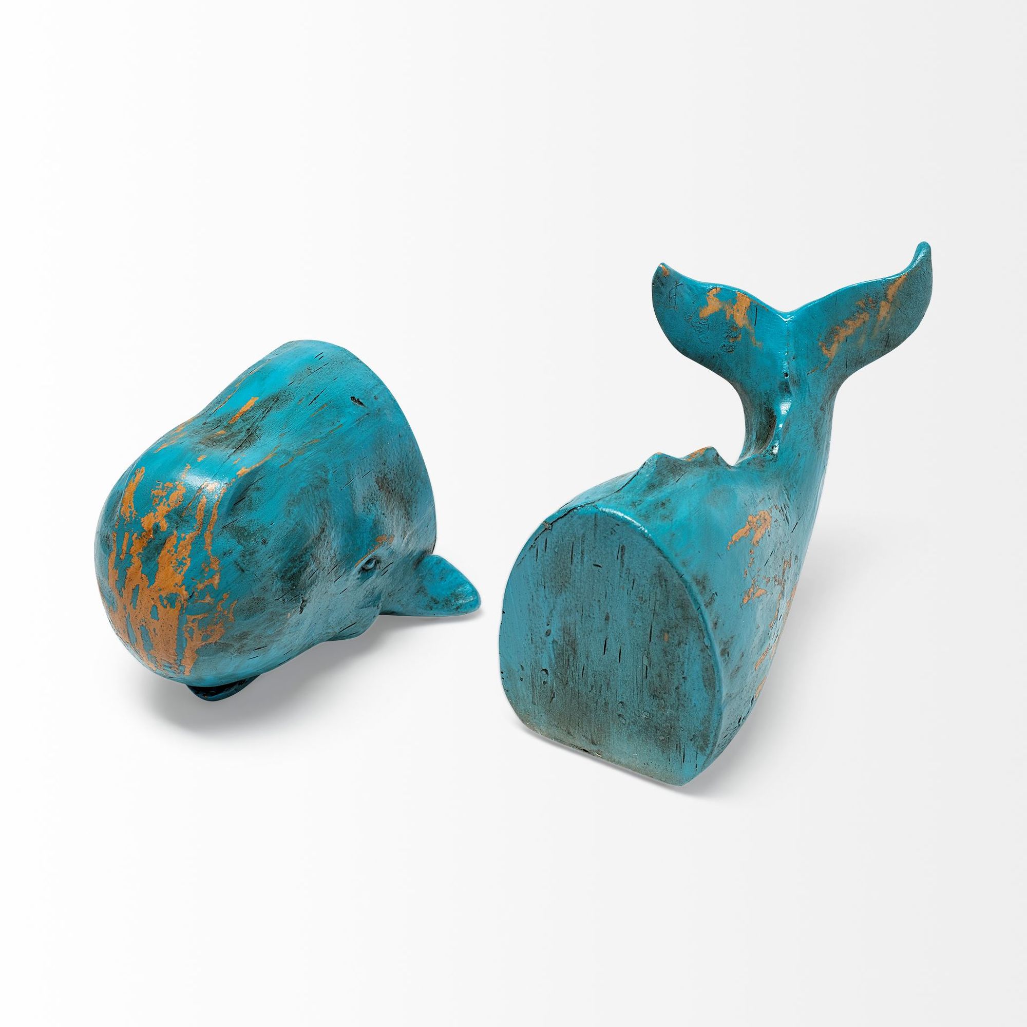 Mercana - Langdon 10L x 5W Blue Polyresin Whale Bookends (Set of 2)