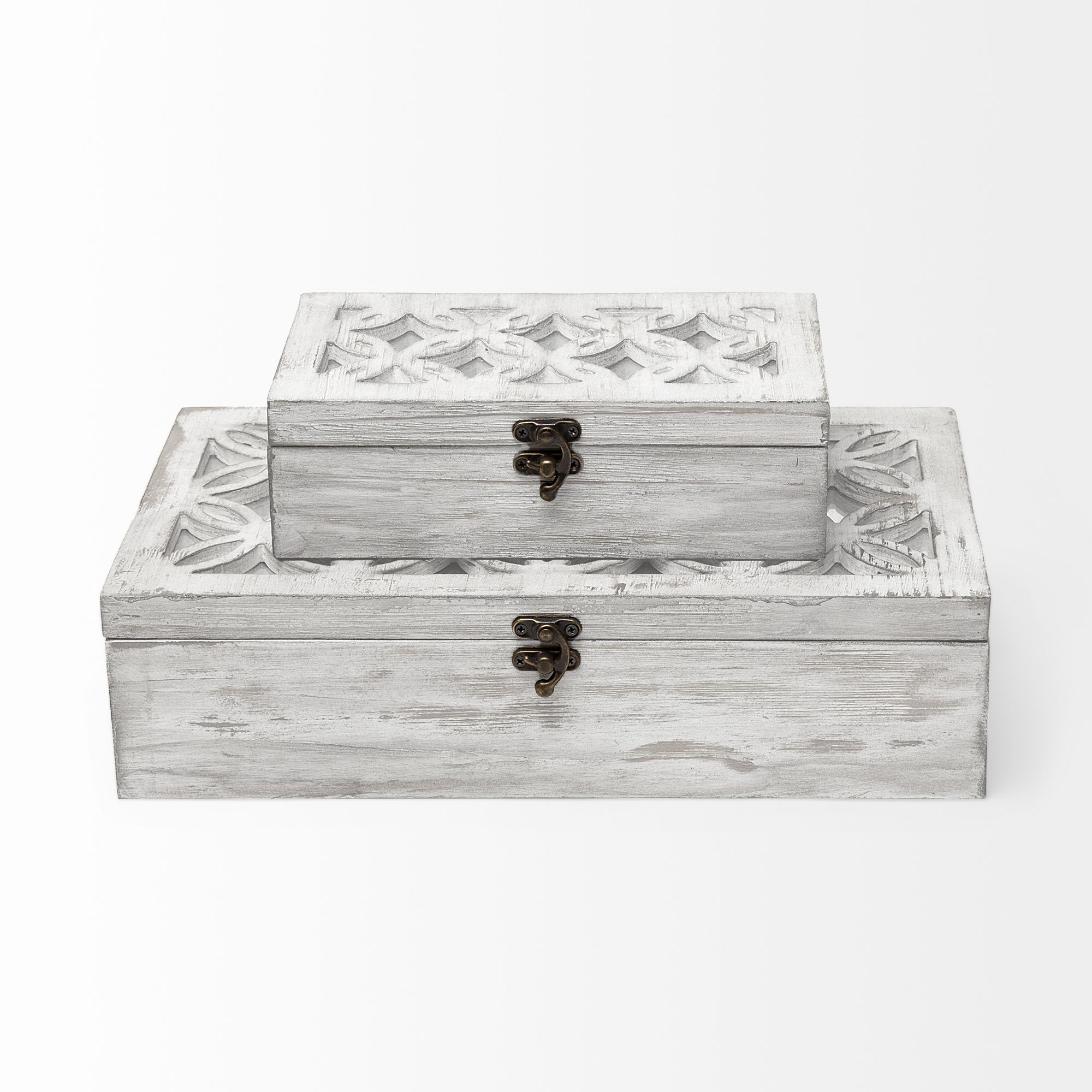 Mercana - Floribundus Off-White Decorative Boxes (Set of 2)