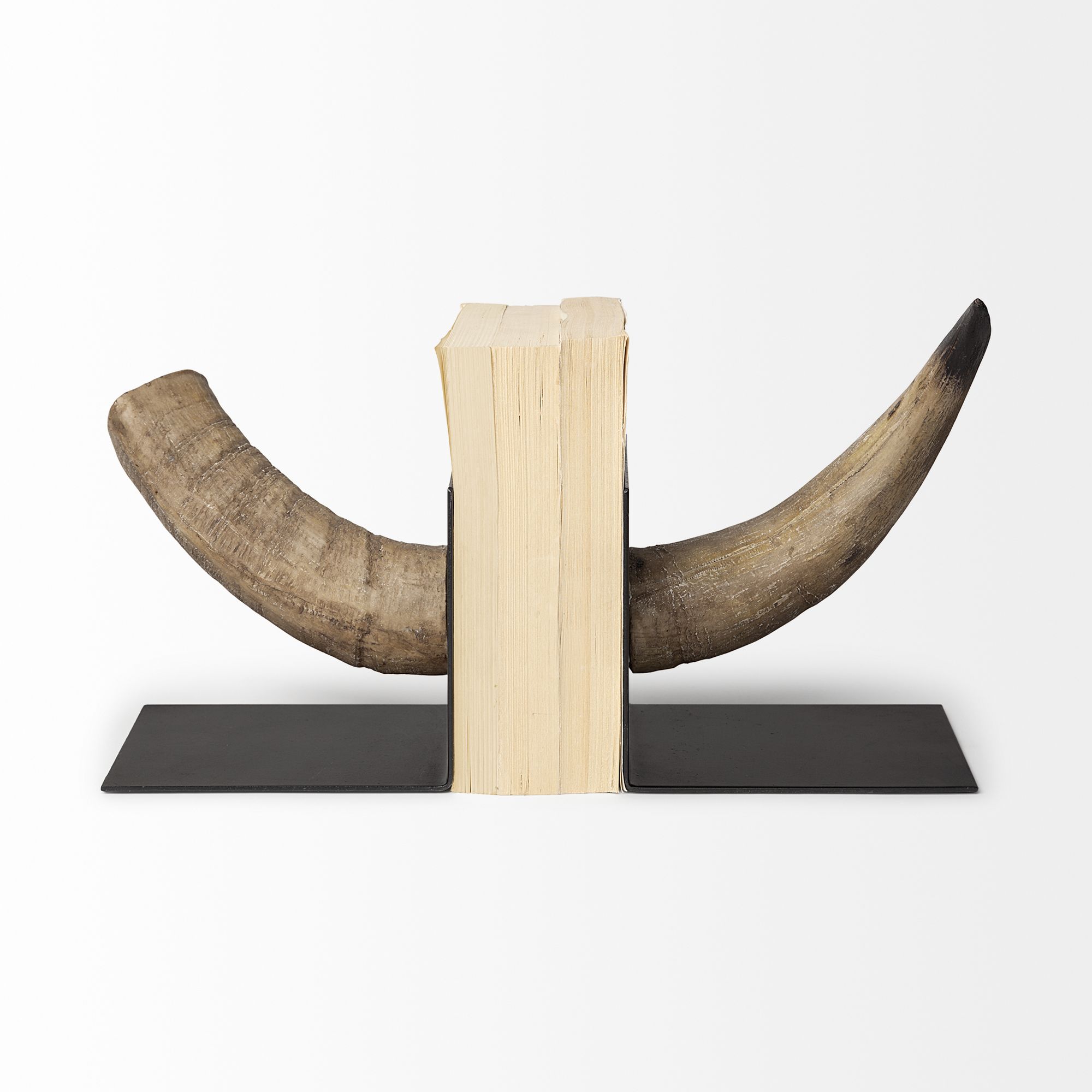 Mercana - Nickerson 6L x 7W Bull Horn Bookends (Set of 2)