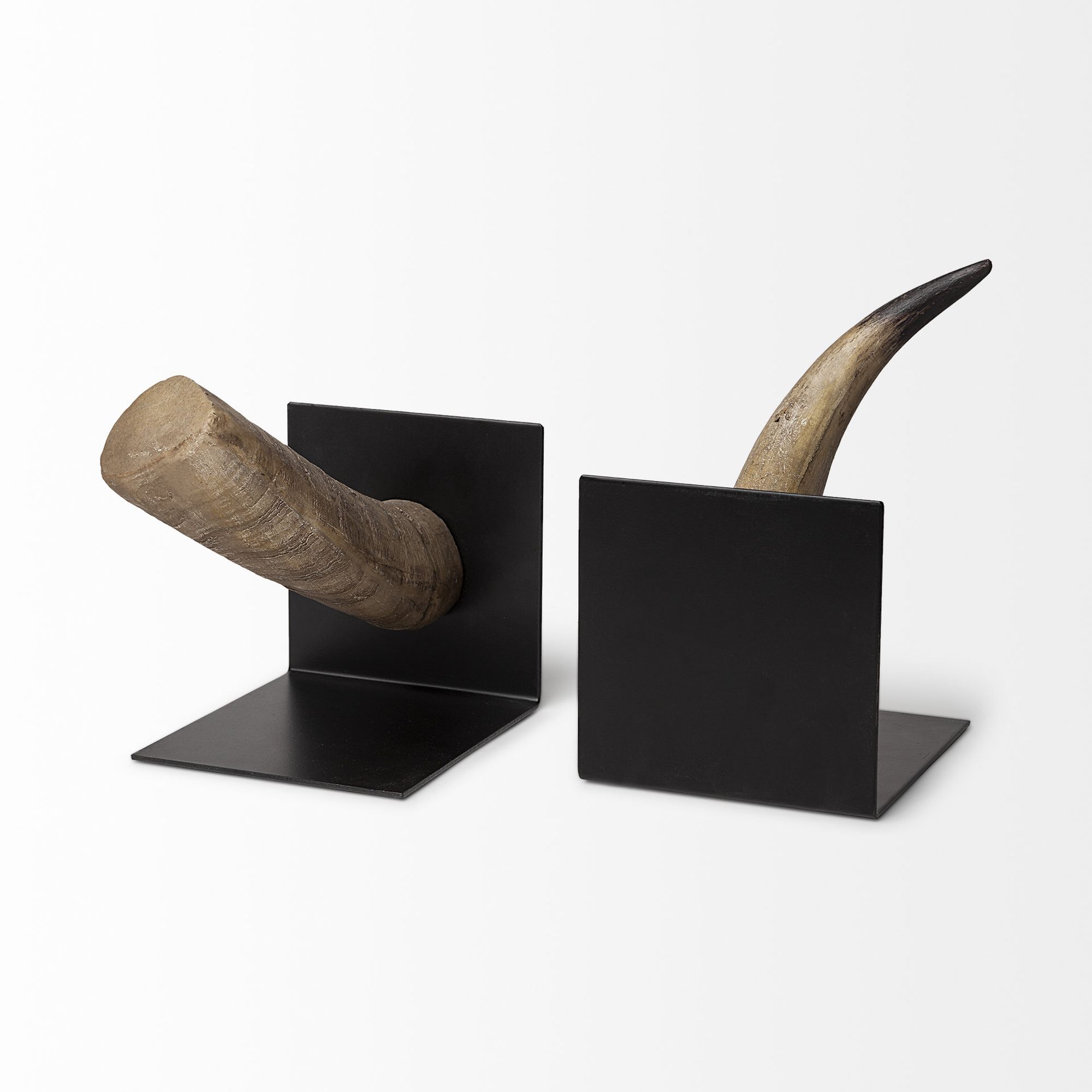 Mercana - Nickerson 6L x 7W Bull Horn Bookends (Set of 2)