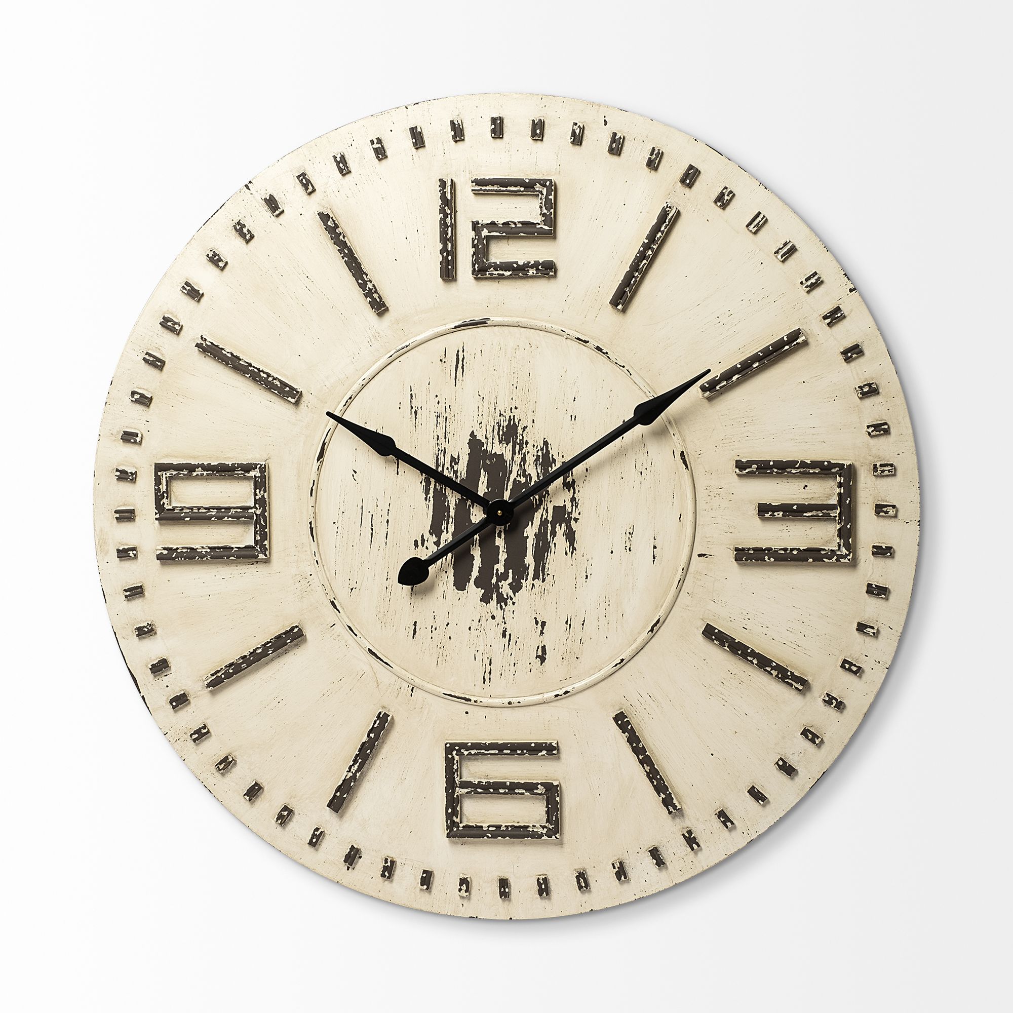 Mercana Devonshire Round Oversized Farmhouse Wall Clock - Cream