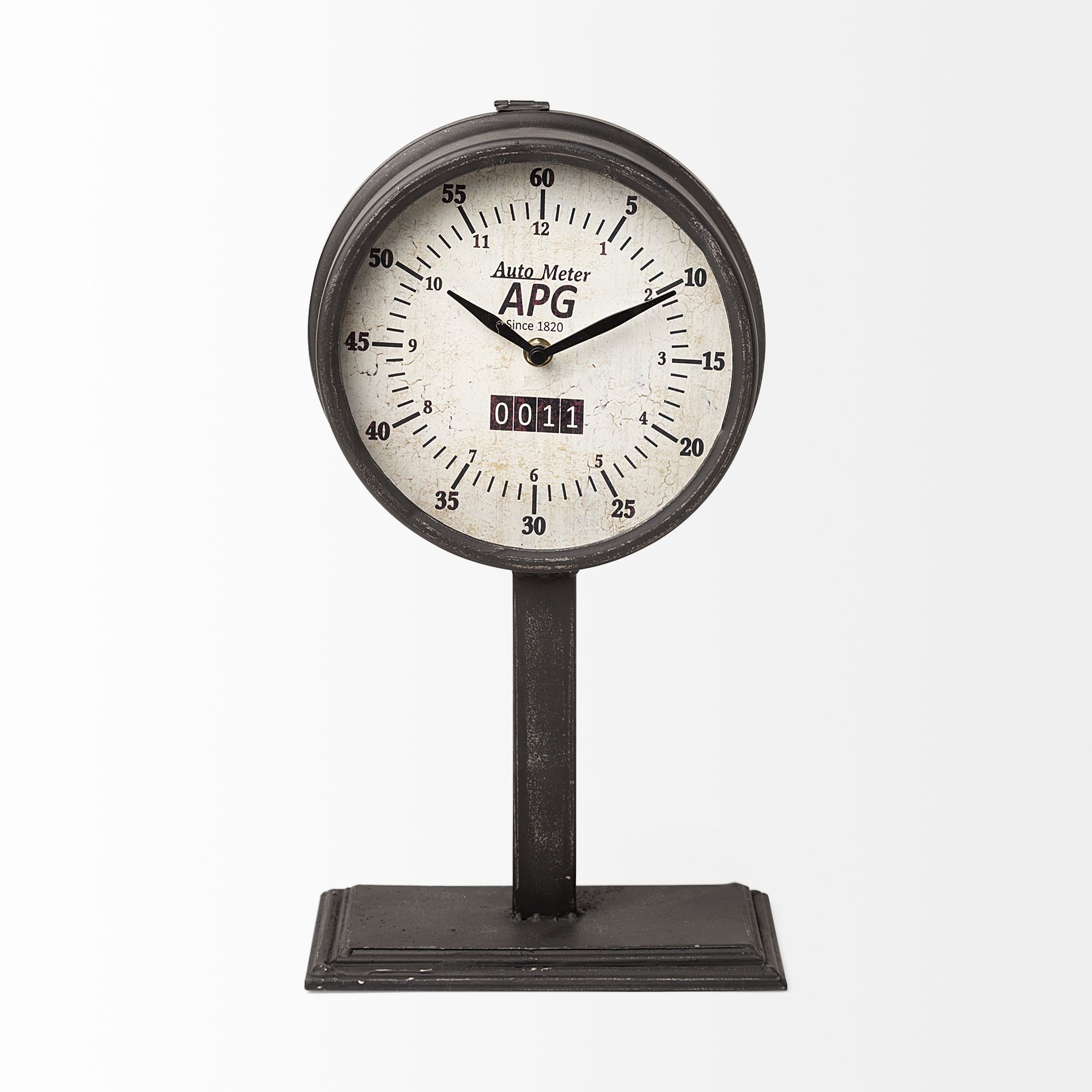 Mercana - Attalack II Black Metal Round Face Table Clock