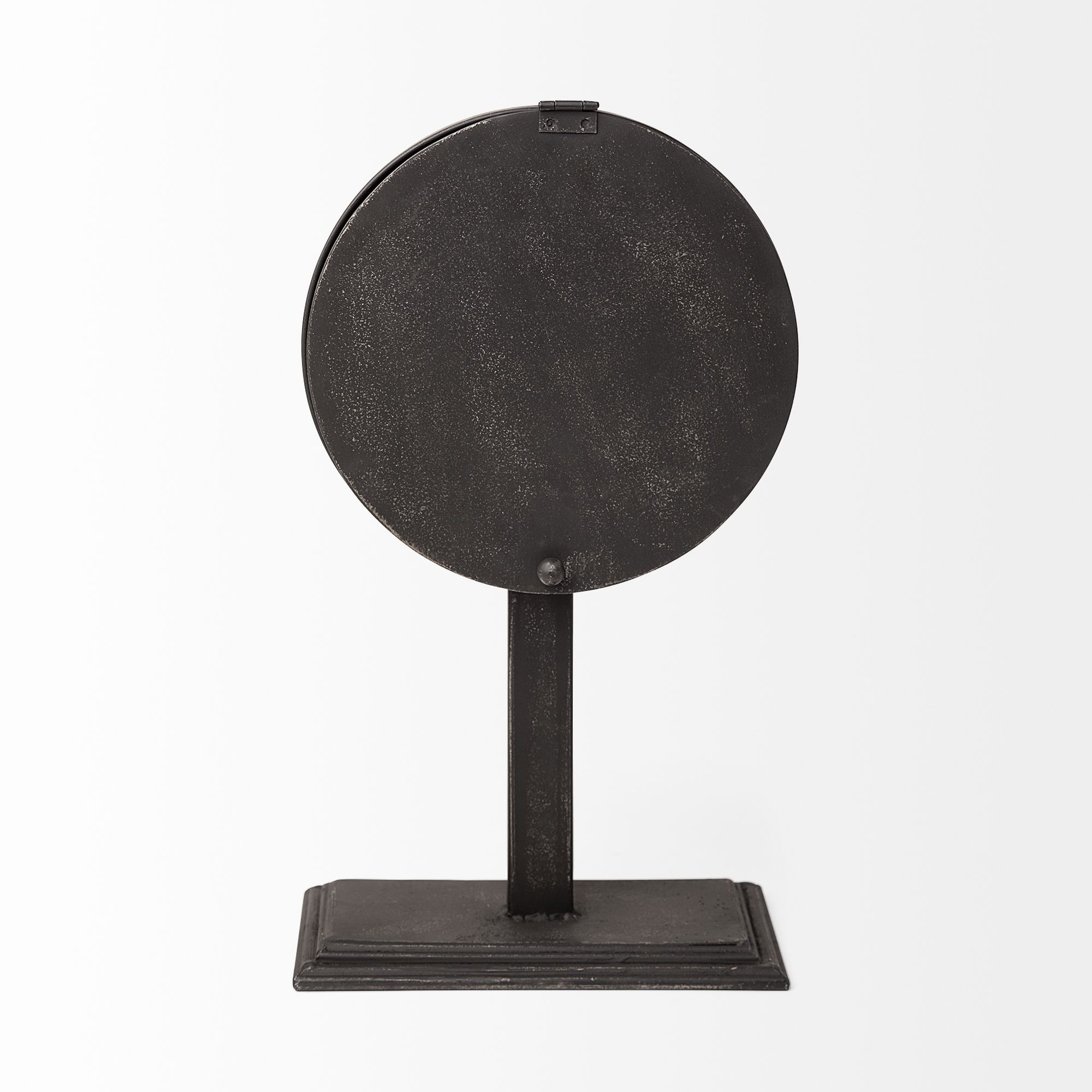 Mercana - Attalack II Black Metal Round Face Table Clock